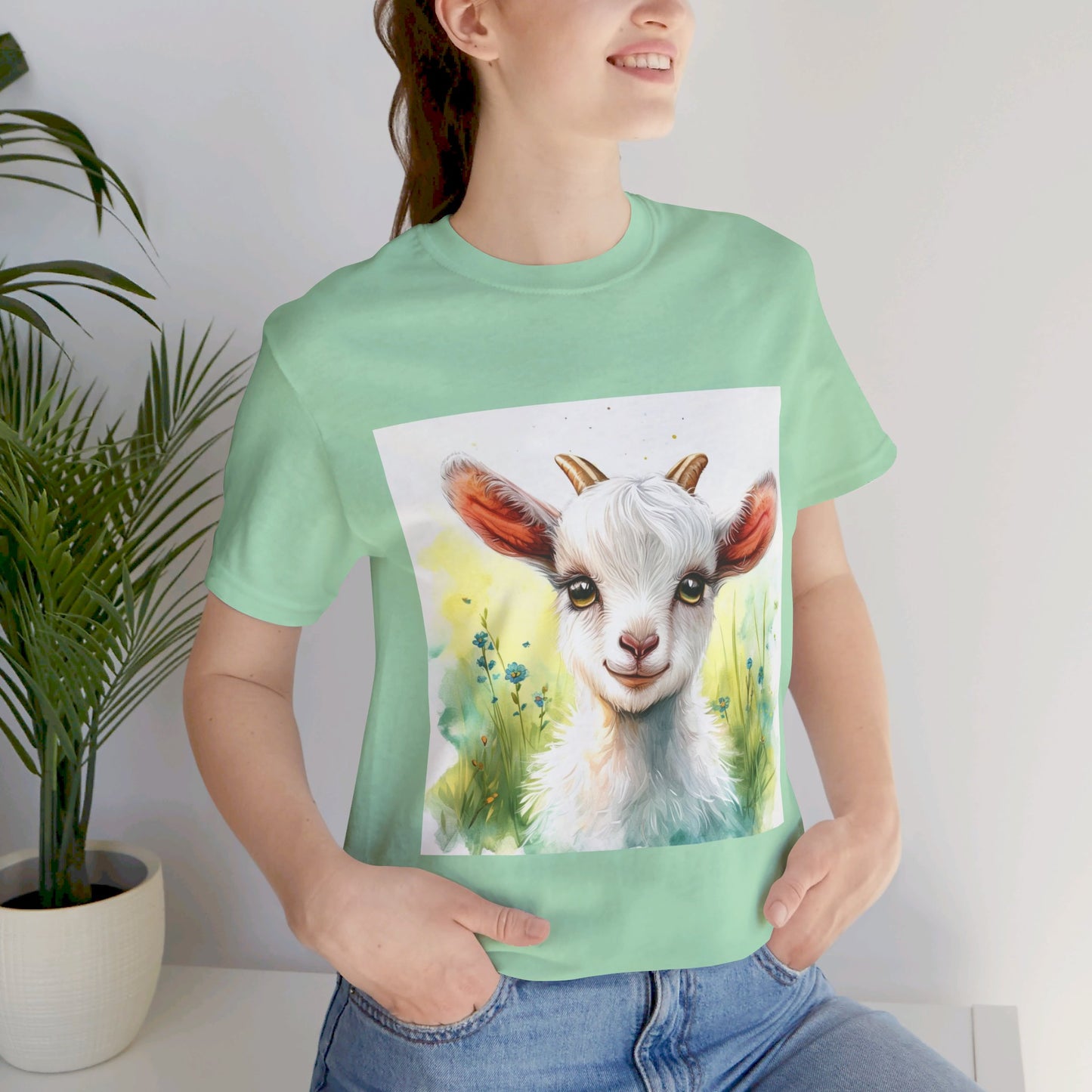 Cute Cartoon Goat Unisex Jersey Short Sleeve Tee