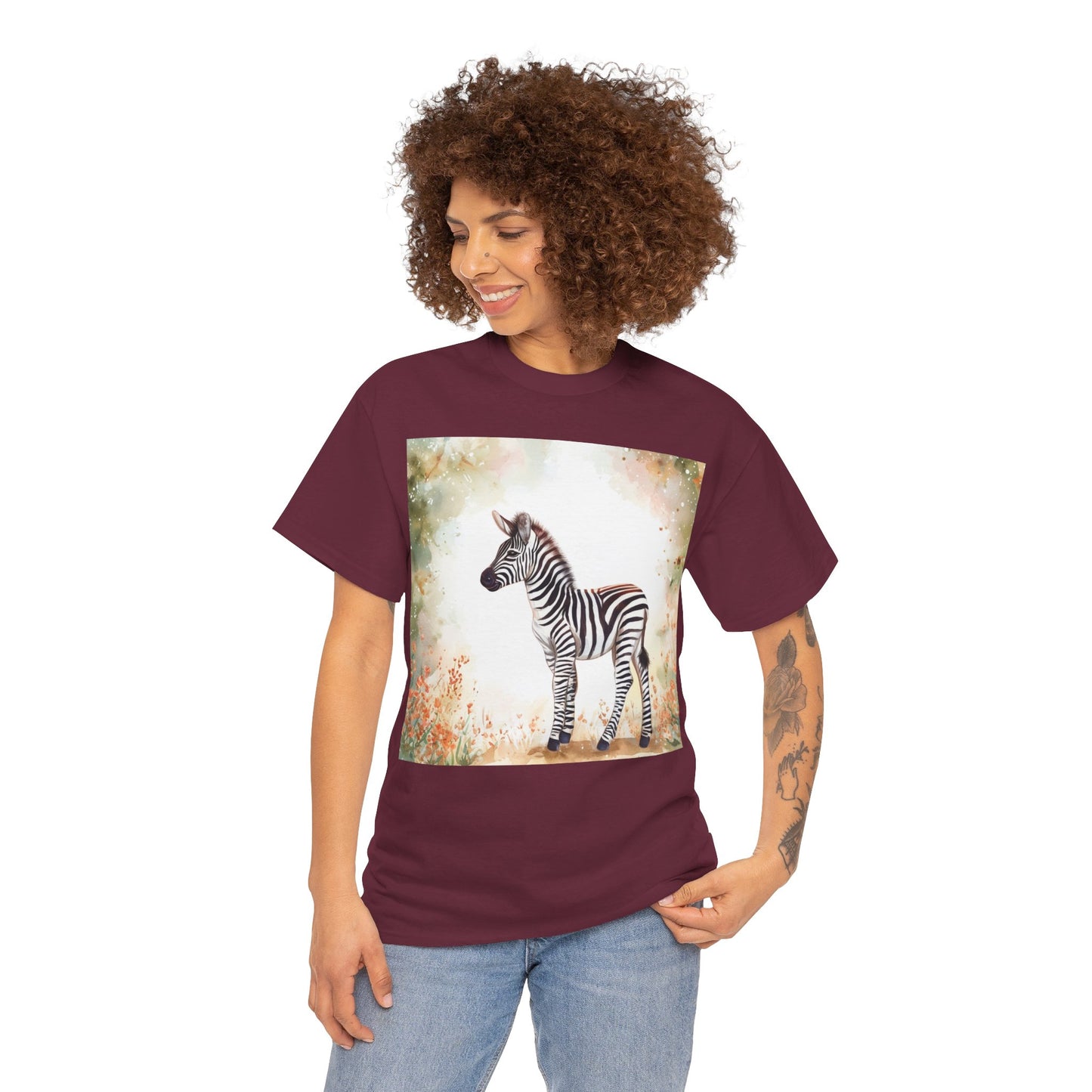 Playful Zebra Unisex Heavy Cotton Tee