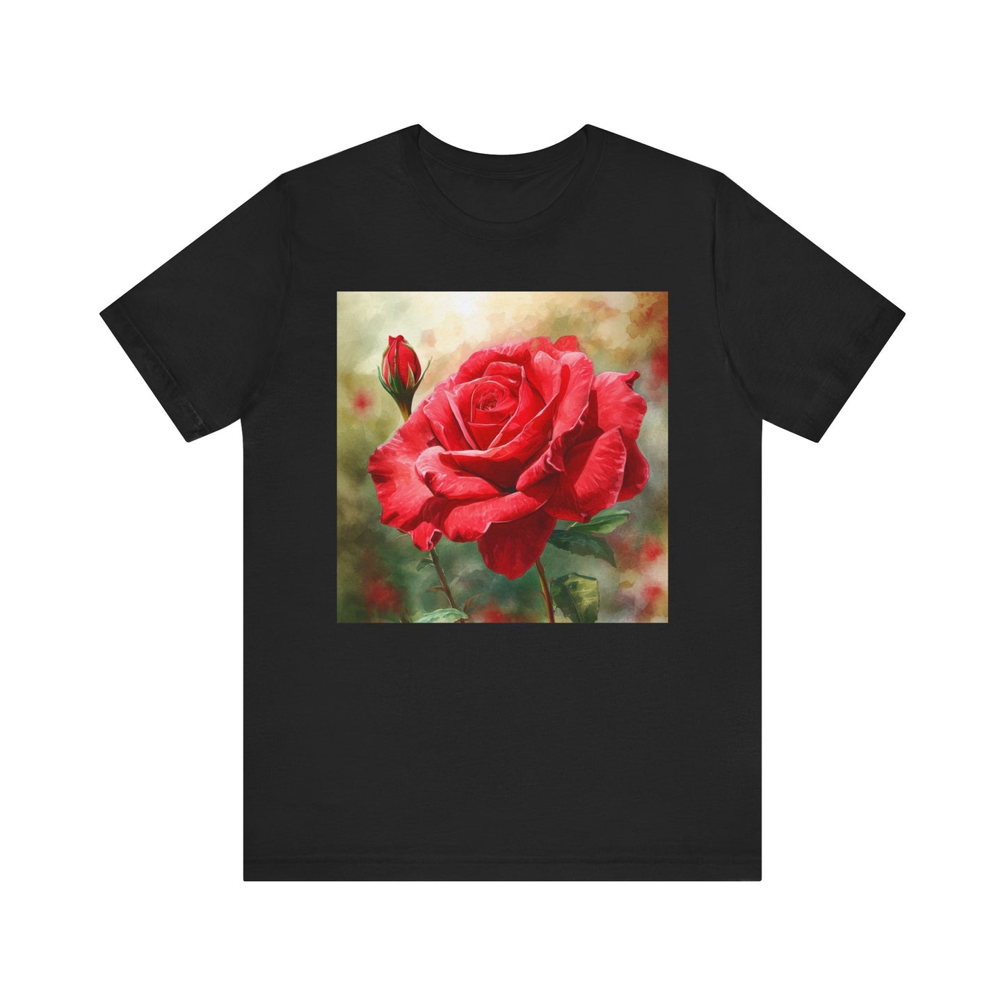 Elegant Rose Short Sleeve Tee - Perfect for Nature Lovers & Everyday Comfort