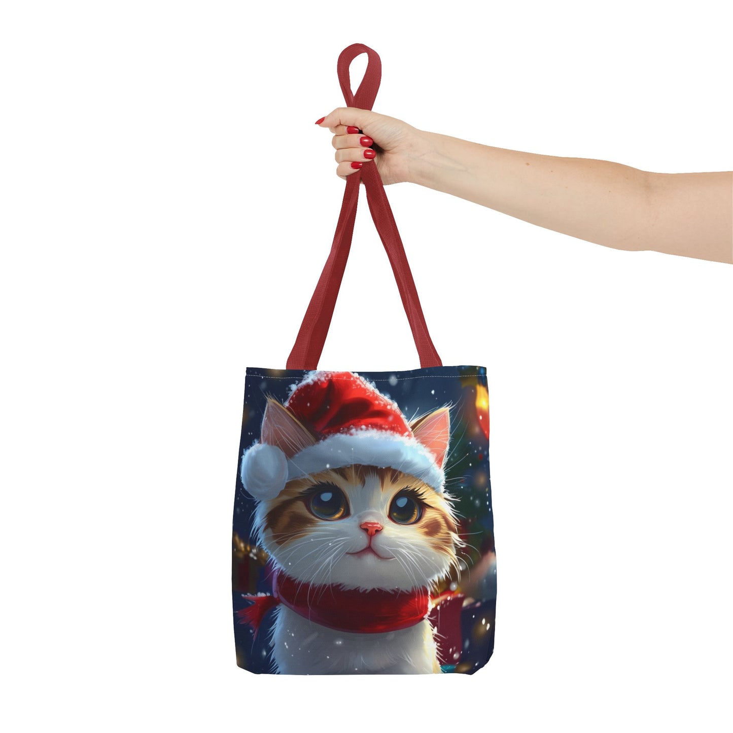 Cute Santa Hat Kitty Tote Bag (AOP)