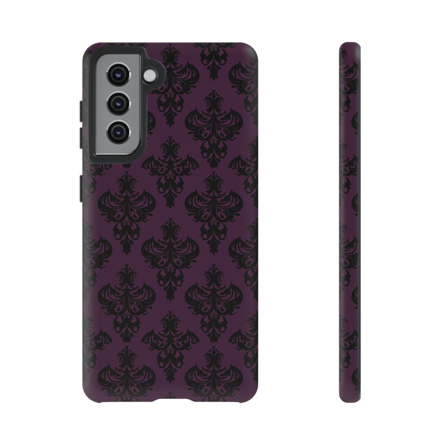 Purple and Black Victorian Damask Pattern Tough Cases