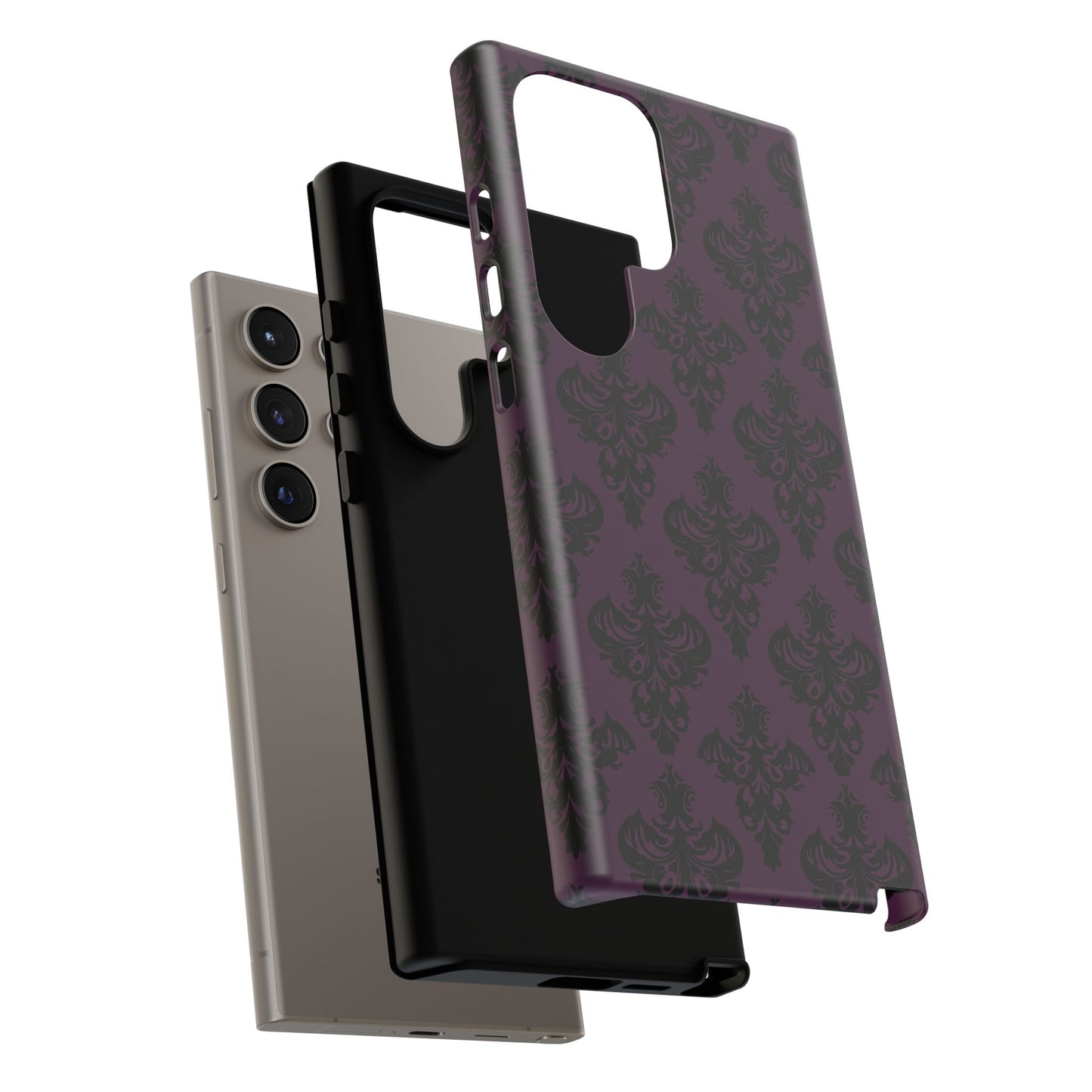 Purple and Black Victorian Damask Pattern Tough Cases