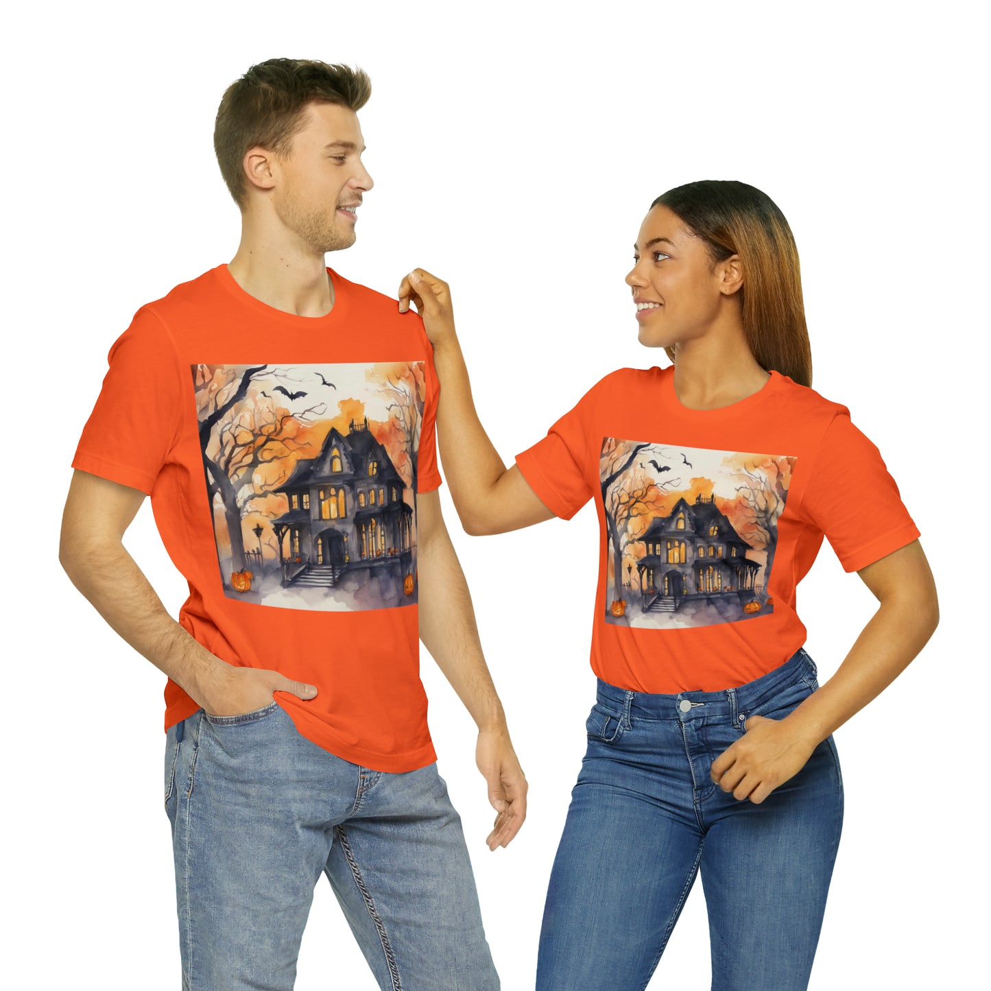 Spooky Haunted House Unisex Jersey Short Sleeve Tee