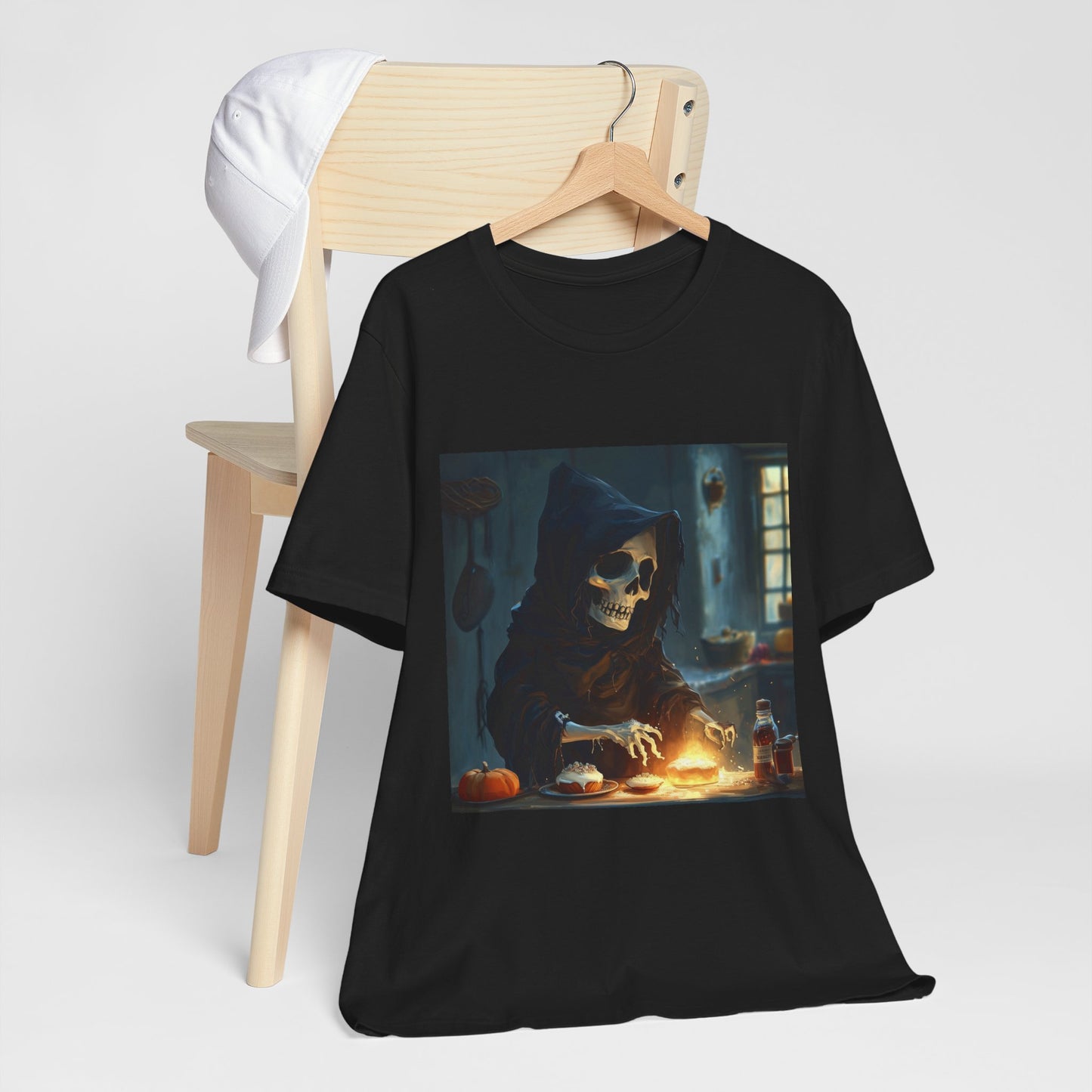 Grim Reaper Baking Sweet Rolls Unisex Jersey Short Sleeve Tee