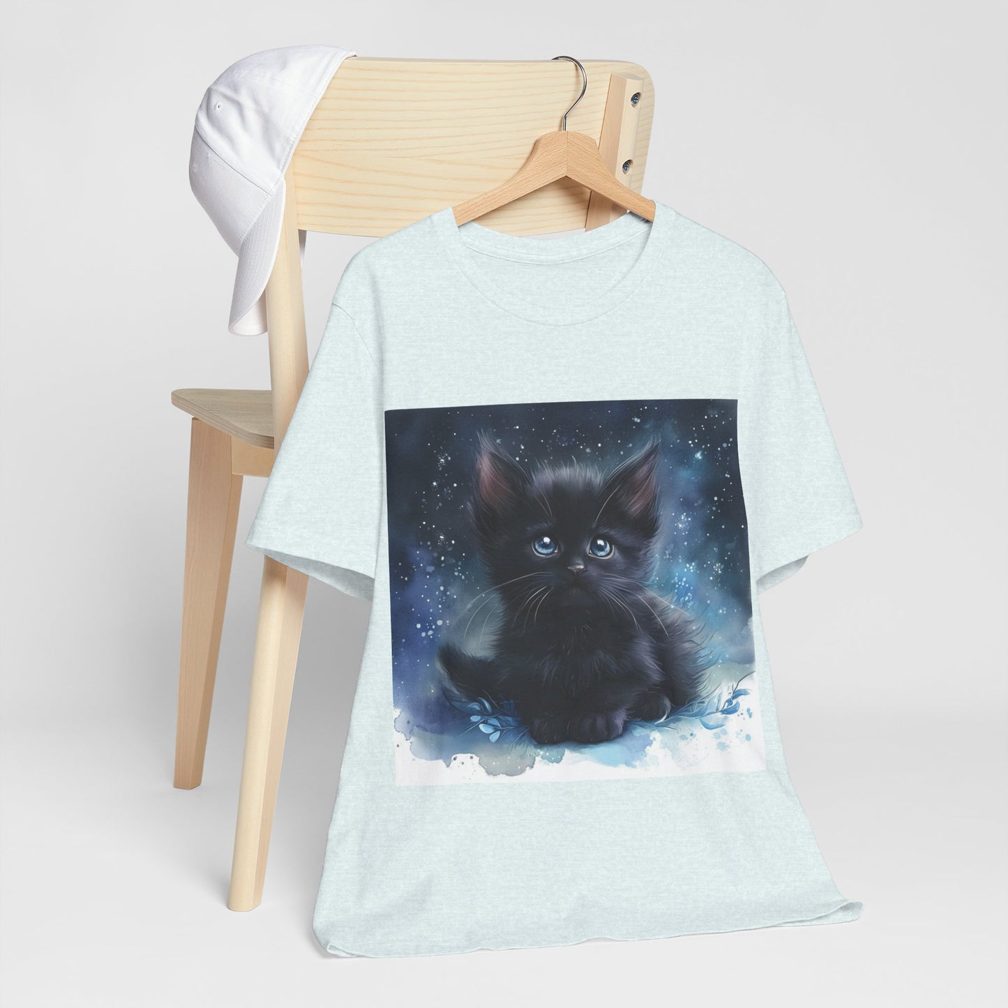 Starry Sky Black Kitten Unisex Jersey Short Sleeve Tee