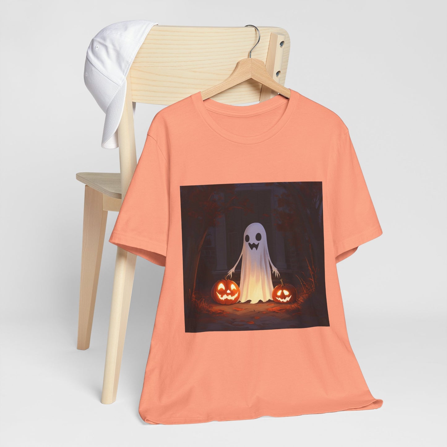 Cute Ghost and Pumpkins Unisex Jersey Short Sleeve Tee