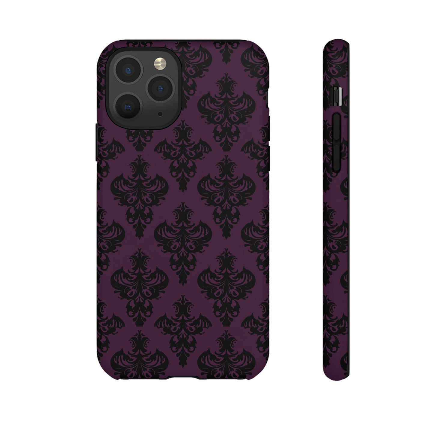 Purple and Black Victorian Damask Pattern Tough Cases