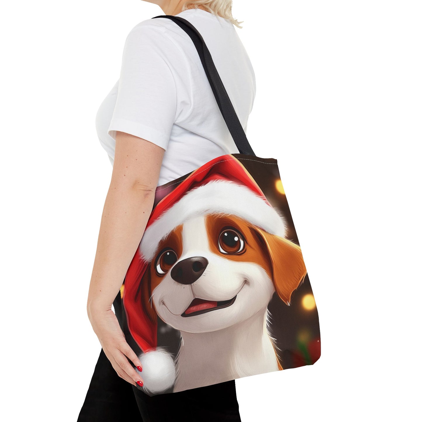 Adorable Festive Puppy Tote Bag (AOP)