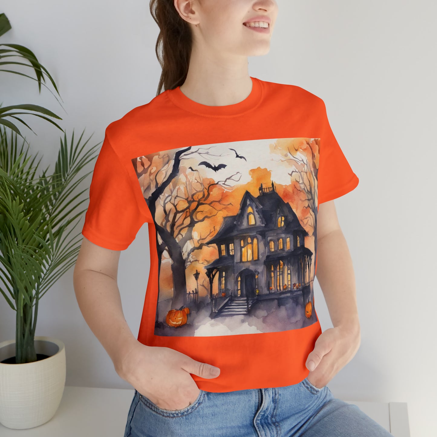 Spooky Haunted House Unisex Jersey Short Sleeve Tee