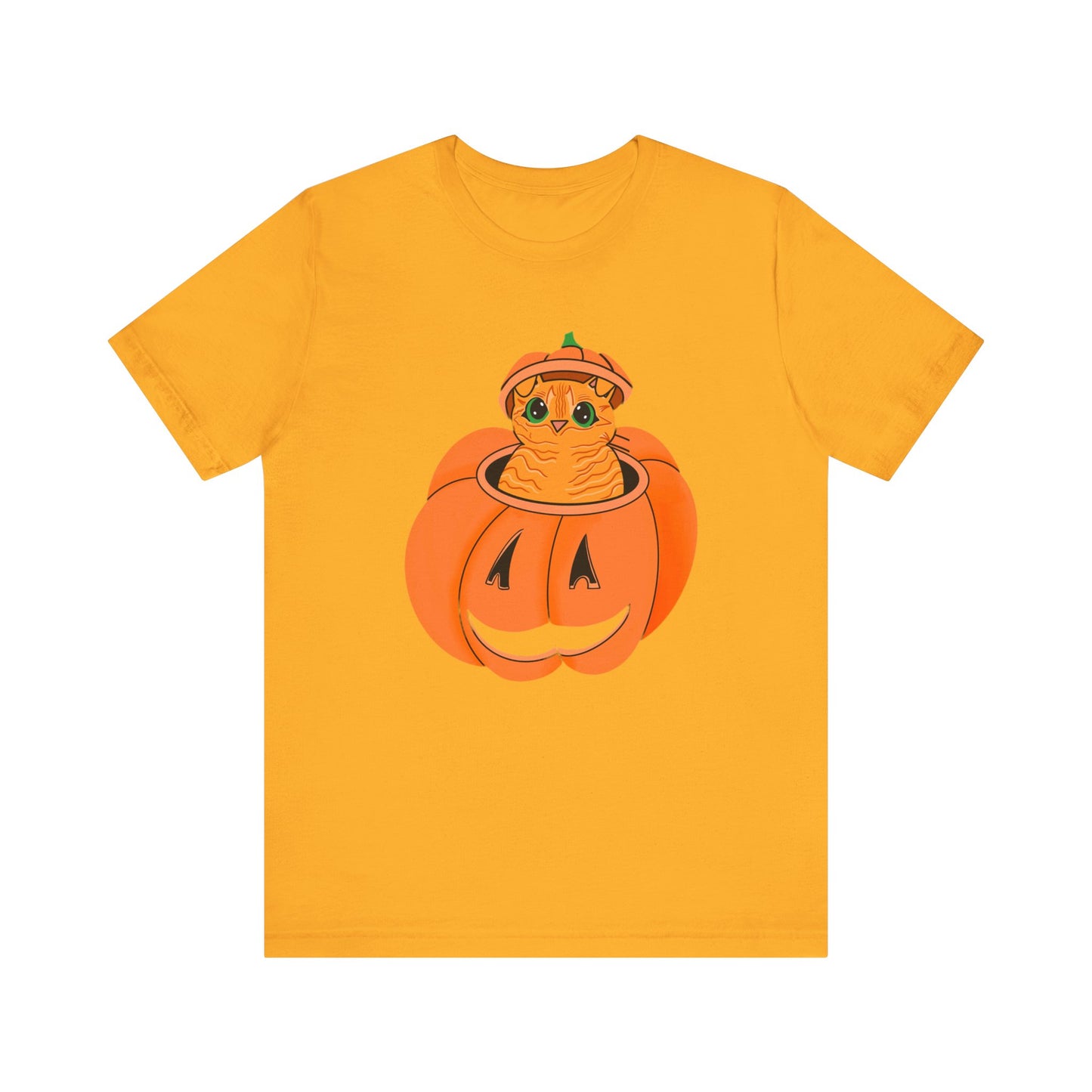 Cute Orange Cat Halloween Unisex Jersey Short Sleeve Tee