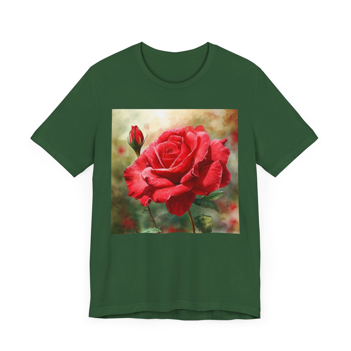 Elegant Rose Short Sleeve Tee - Perfect for Nature Lovers & Everyday Comfort