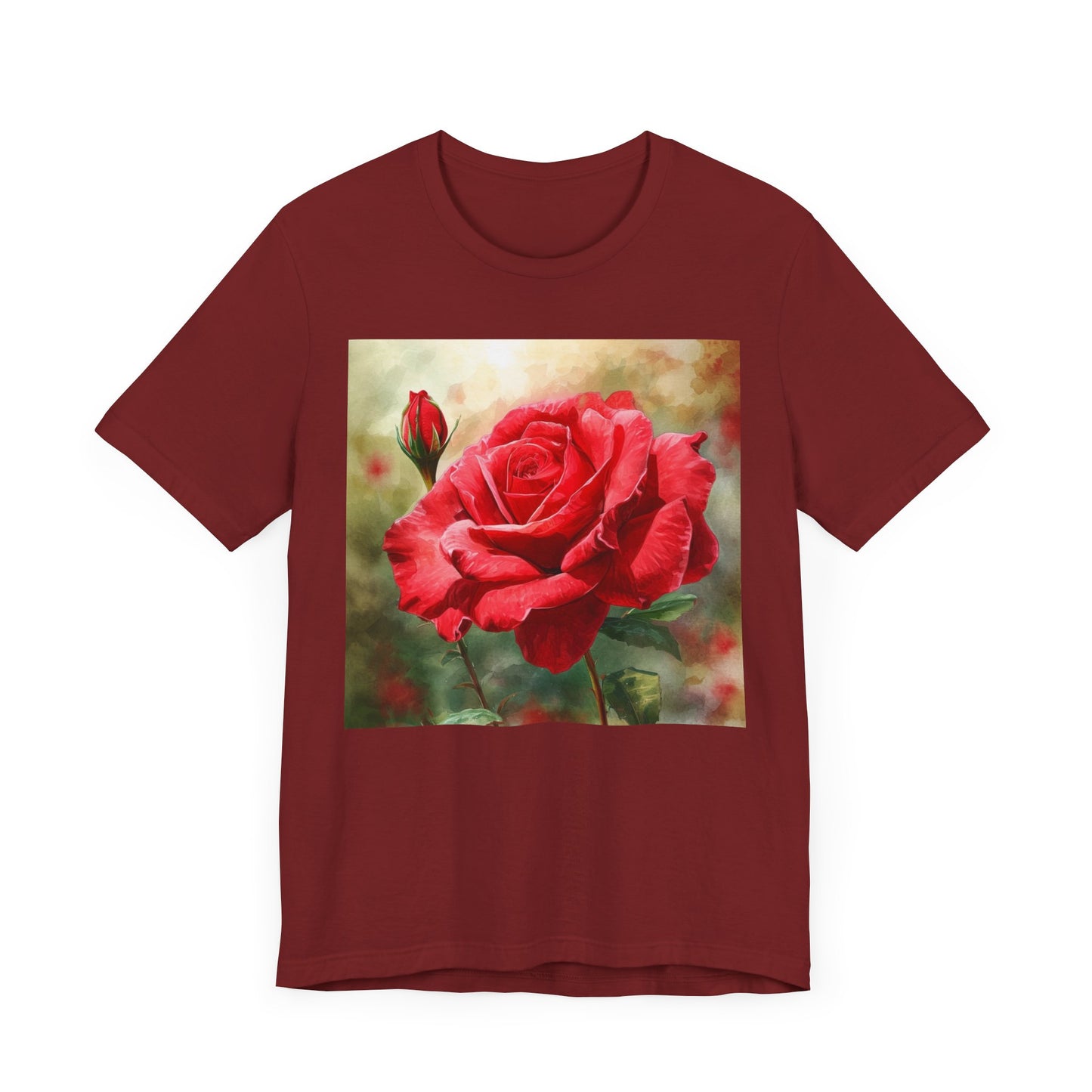 Elegant Rose Short Sleeve Tee - Perfect for Nature Lovers & Everyday Comfort