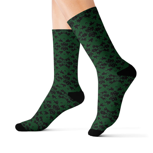 Green Victorian Gothic Pattern Sublimation Socks