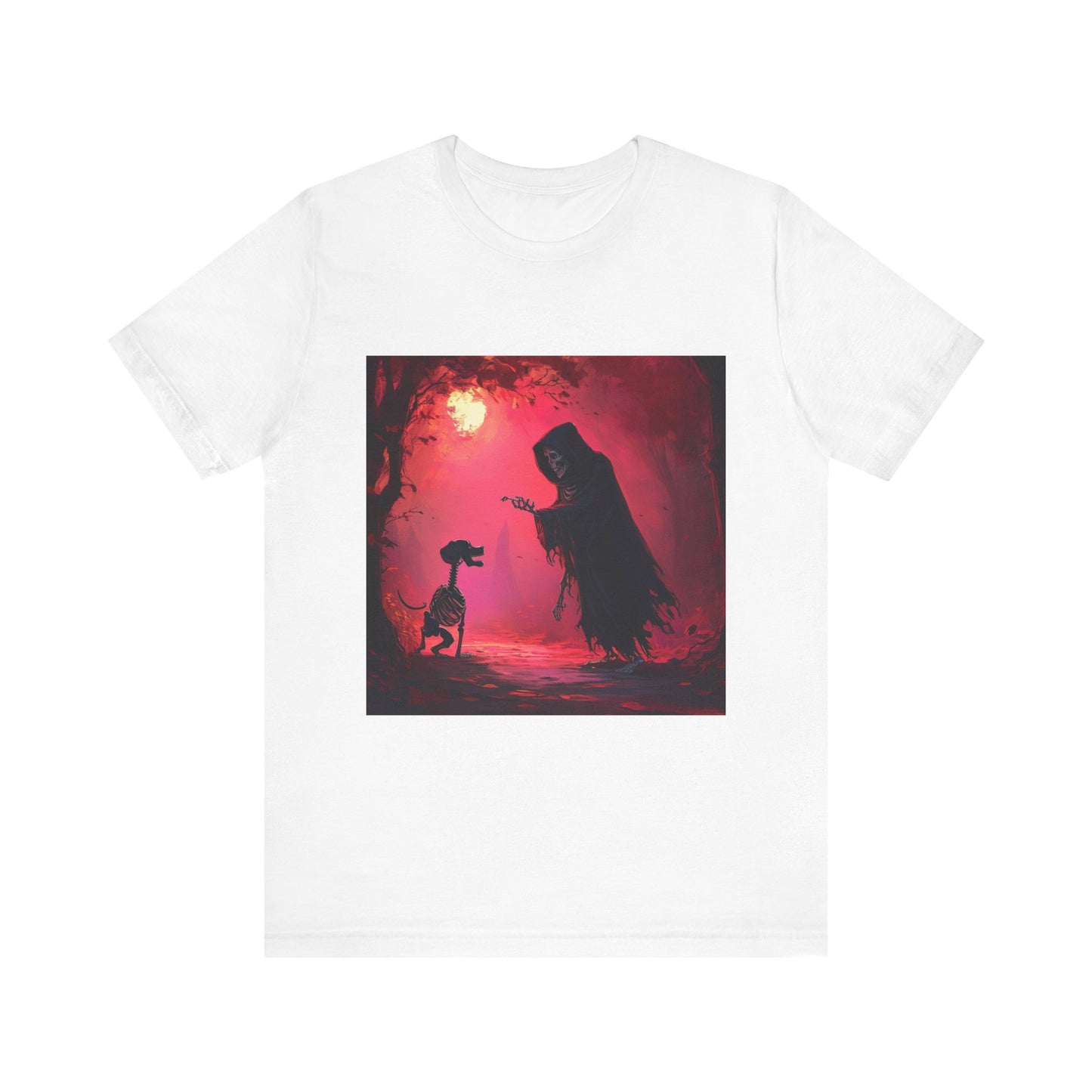 Grim Reaper Walking his DogUnisex Jersey Short Sleeve Tee