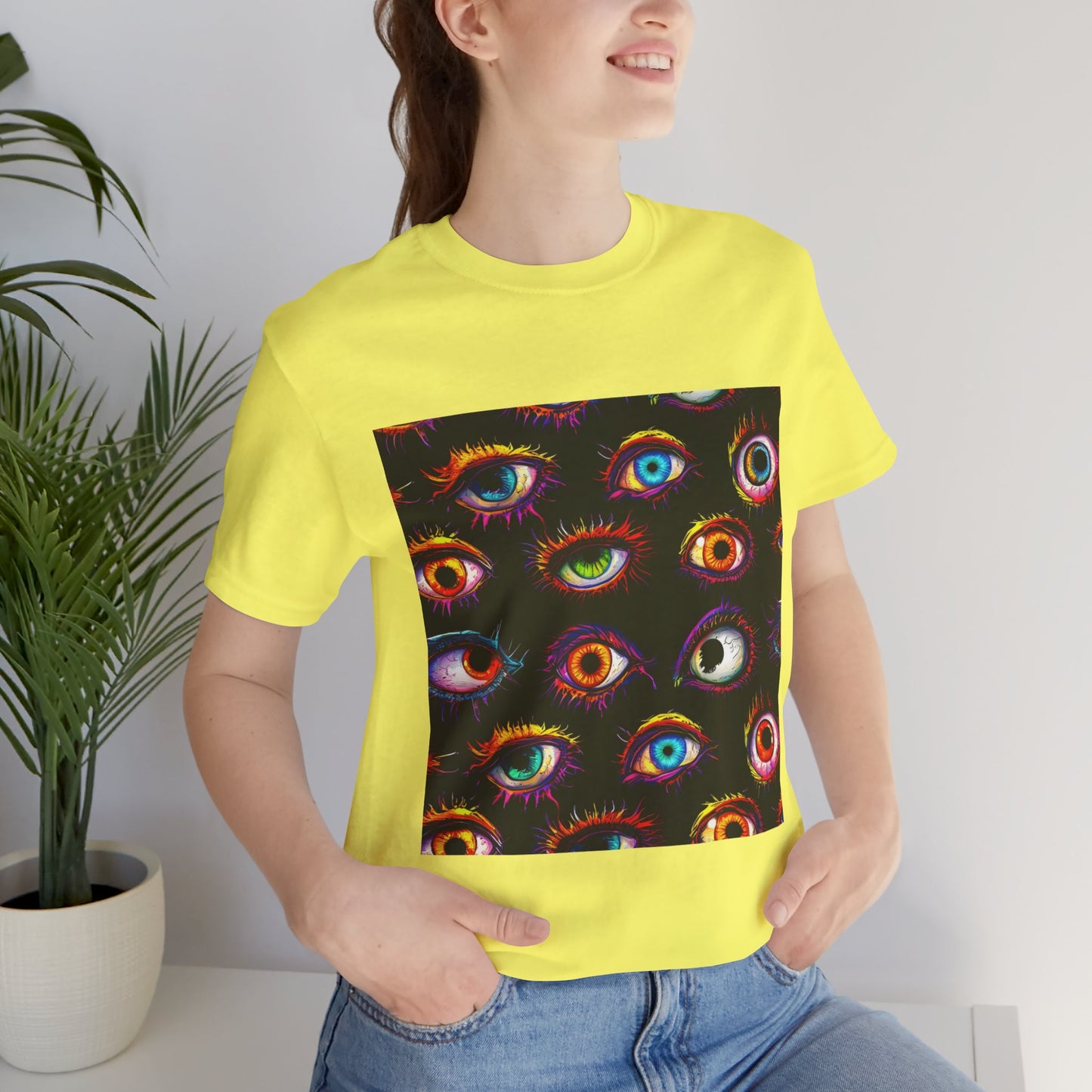 Colorful Spooky Eye Pattern Unisex Jersey Short Sleeve Tee