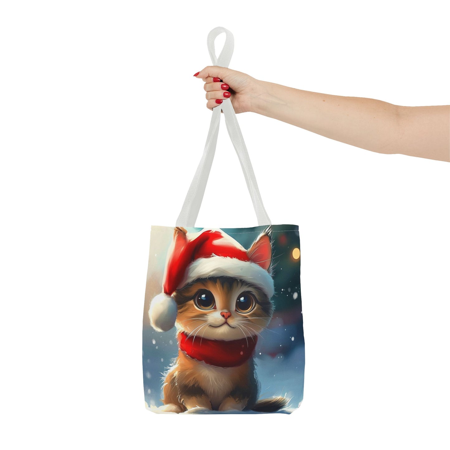 Cute Festive Kitten Tote Bag (AOP)