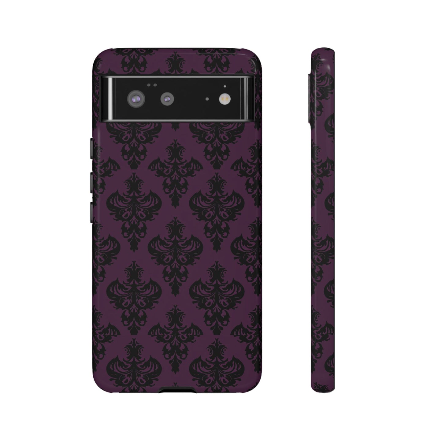 Purple and Black Victorian Damask Pattern Tough Cases