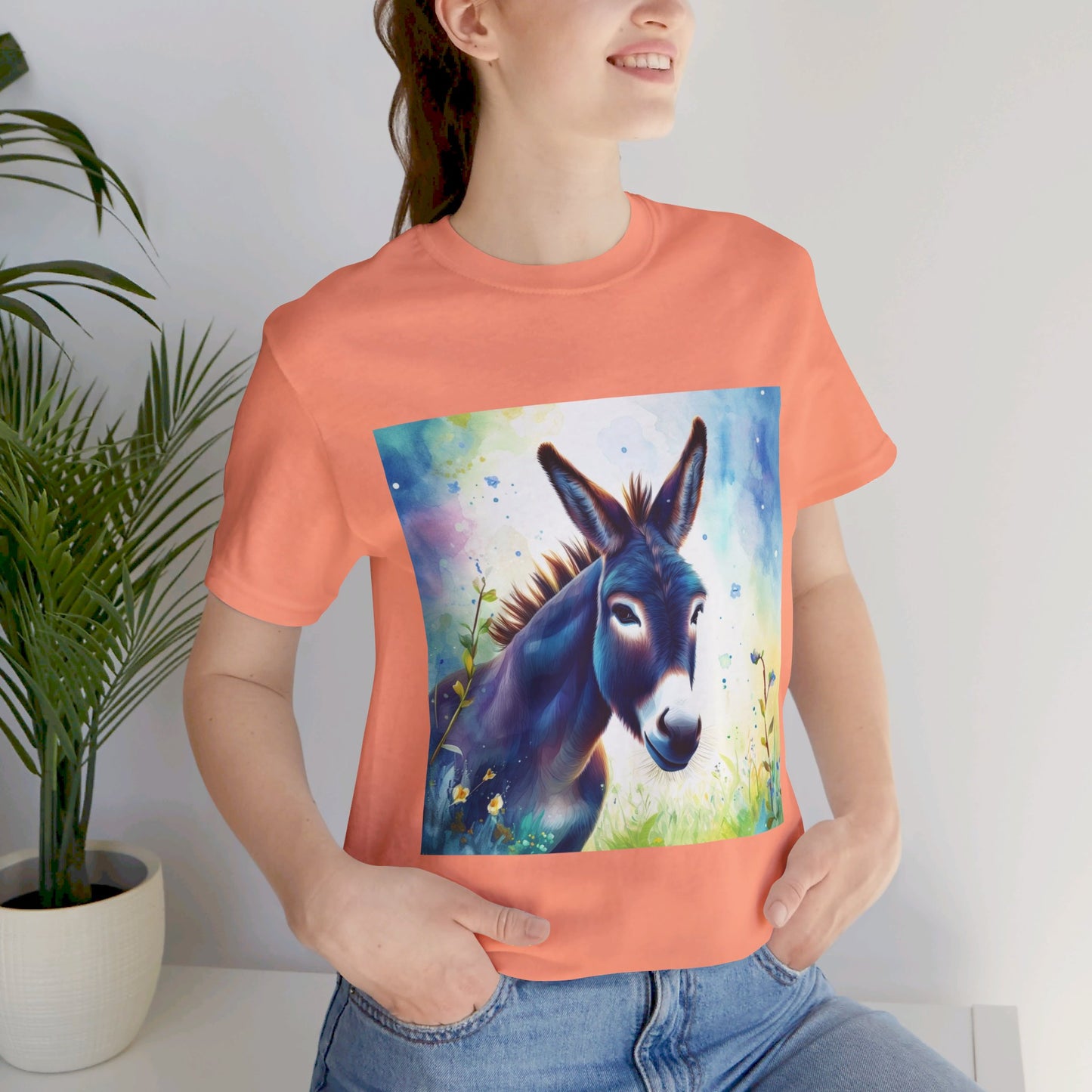 Cute Colorful Donkey Unisex Jersey Short Sleeve Tee