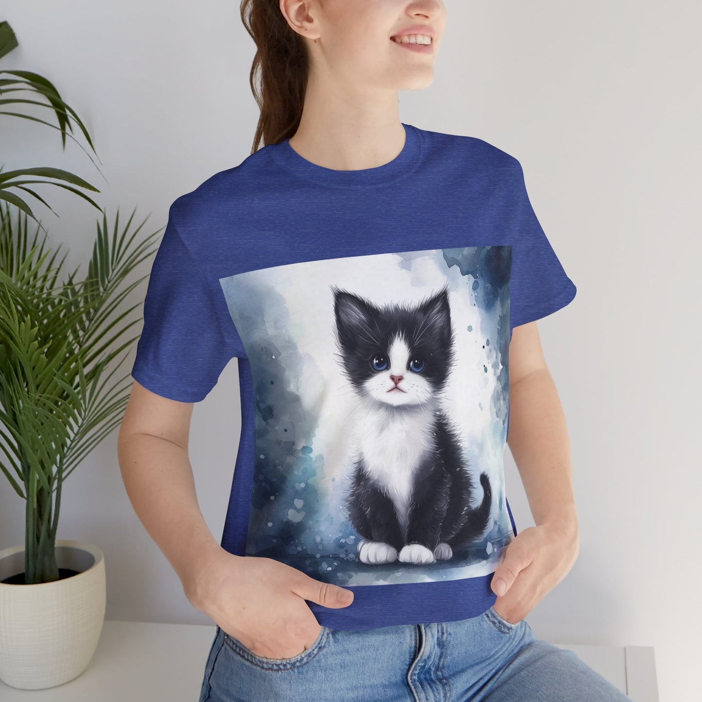 Watercolor Tuxedo Kitten Unisex Jersey Short Sleeve Tee