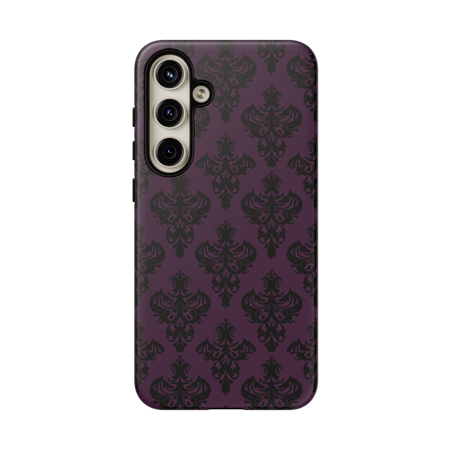 Purple and Black Victorian Damask Pattern Tough Cases