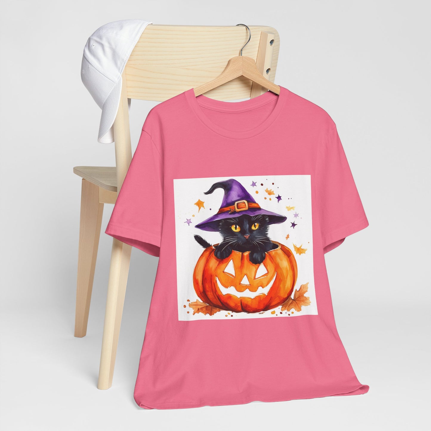 Cute Halloween Cat Jack o Lantern Unisex Jersey Short Sleeve Tee