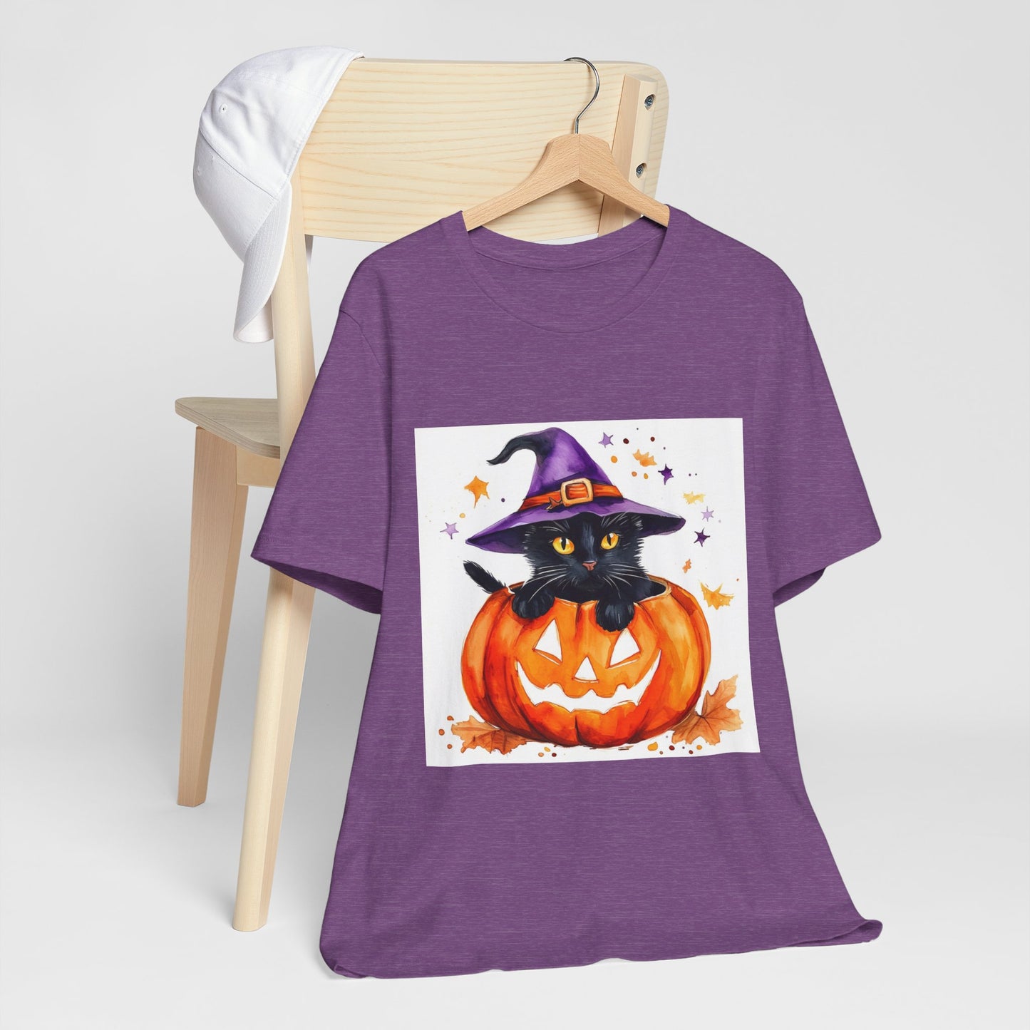 Cute Halloween Cat Jack o Lantern Unisex Jersey Short Sleeve Tee