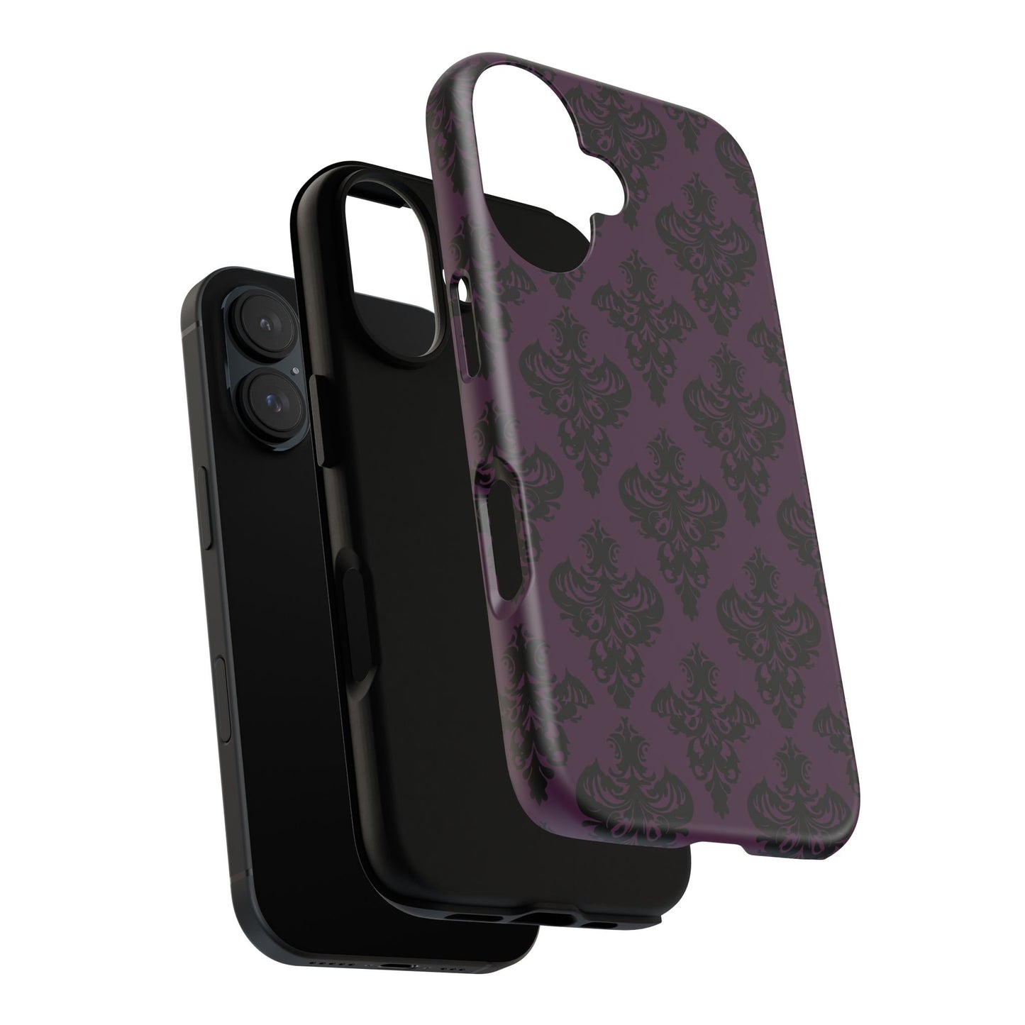 Purple and Black Victorian Damask Pattern Tough Cases