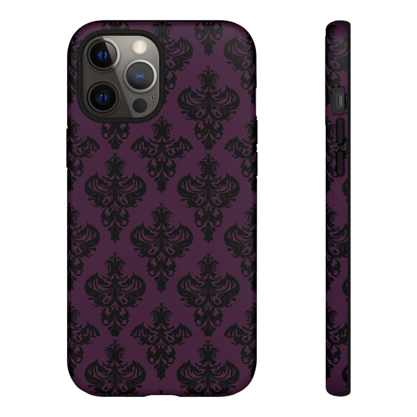 Purple and Black Victorian Damask Pattern Tough Cases