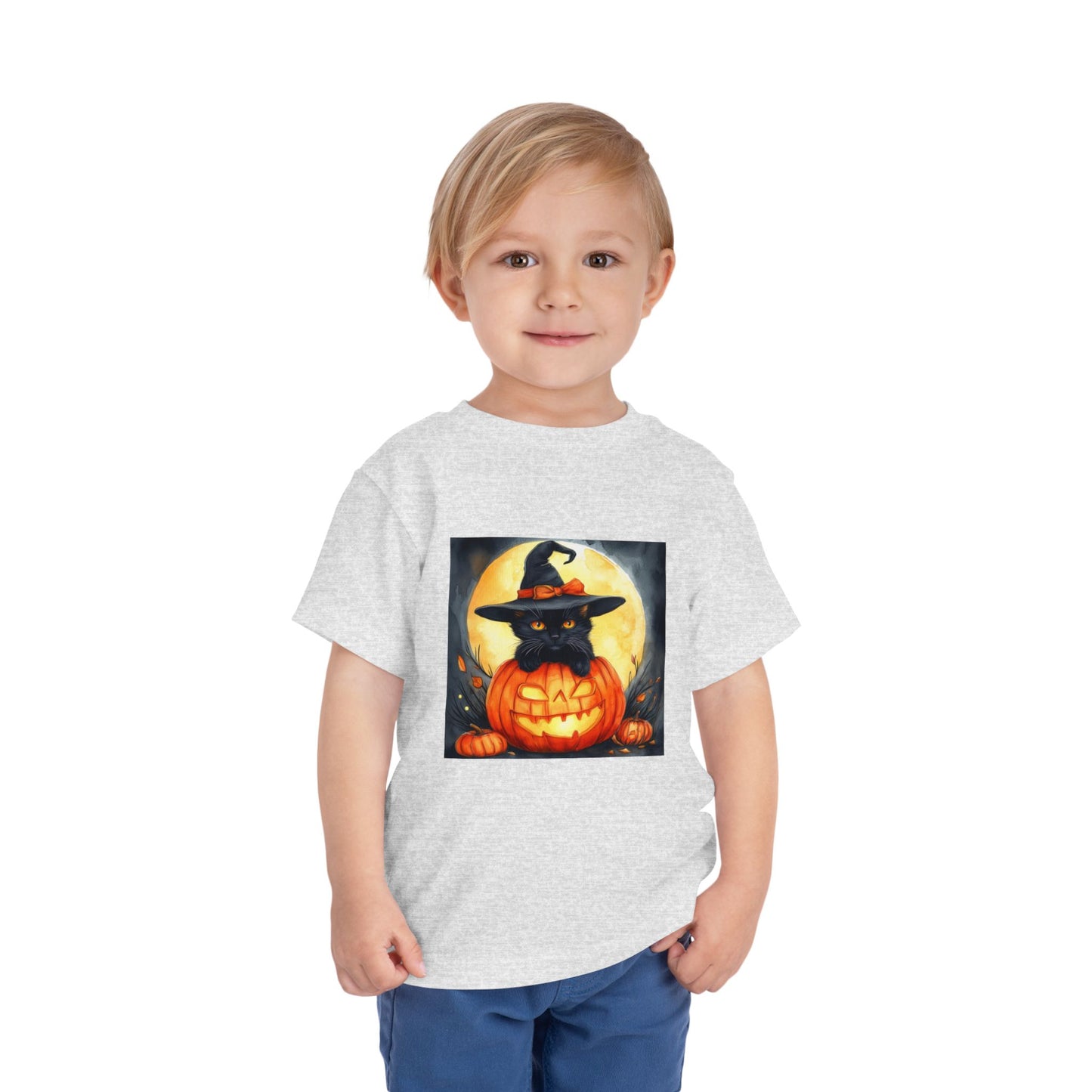 Cat In a Jack O' Lantern Toddler Short Sleeve Tee