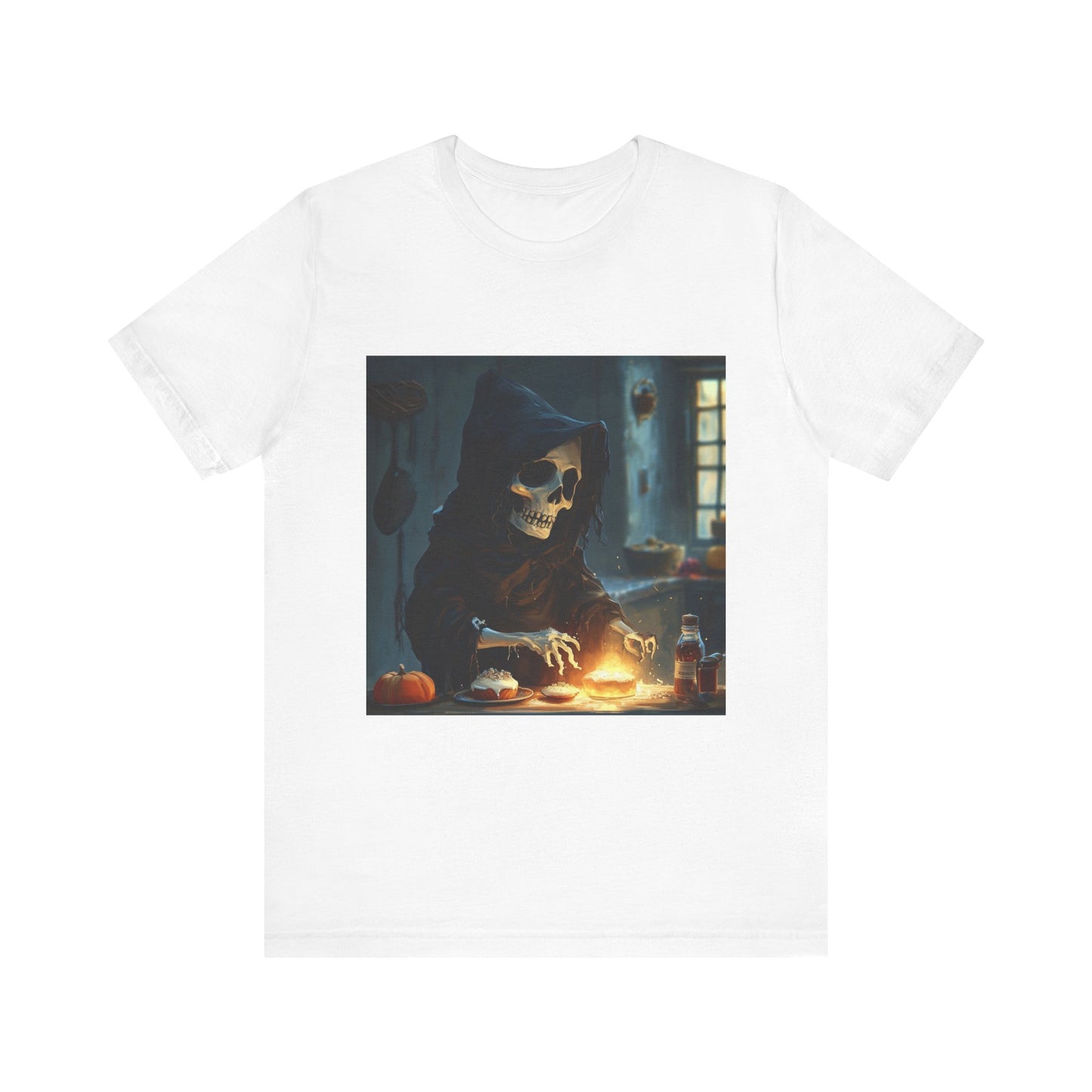 Grim Reaper Baking Sweet Rolls Unisex Jersey Short Sleeve Tee