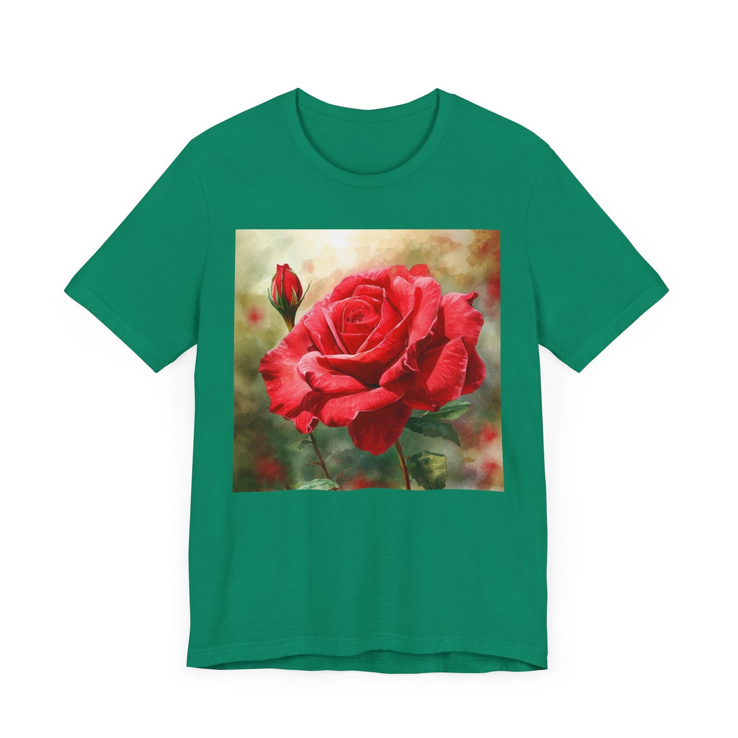 Elegant Rose Short Sleeve Tee - Perfect for Nature Lovers & Everyday Comfort