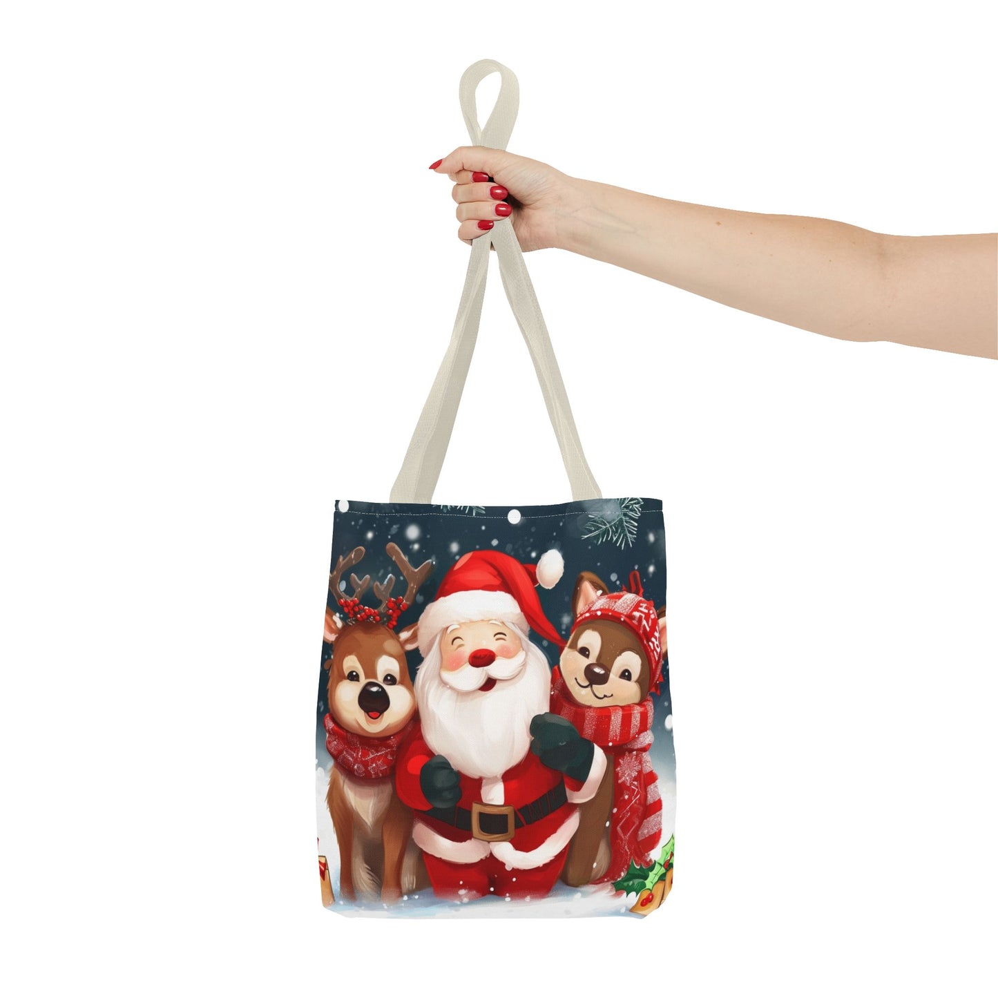 Cute Santa and Reindeer Tote Bag (AOP)