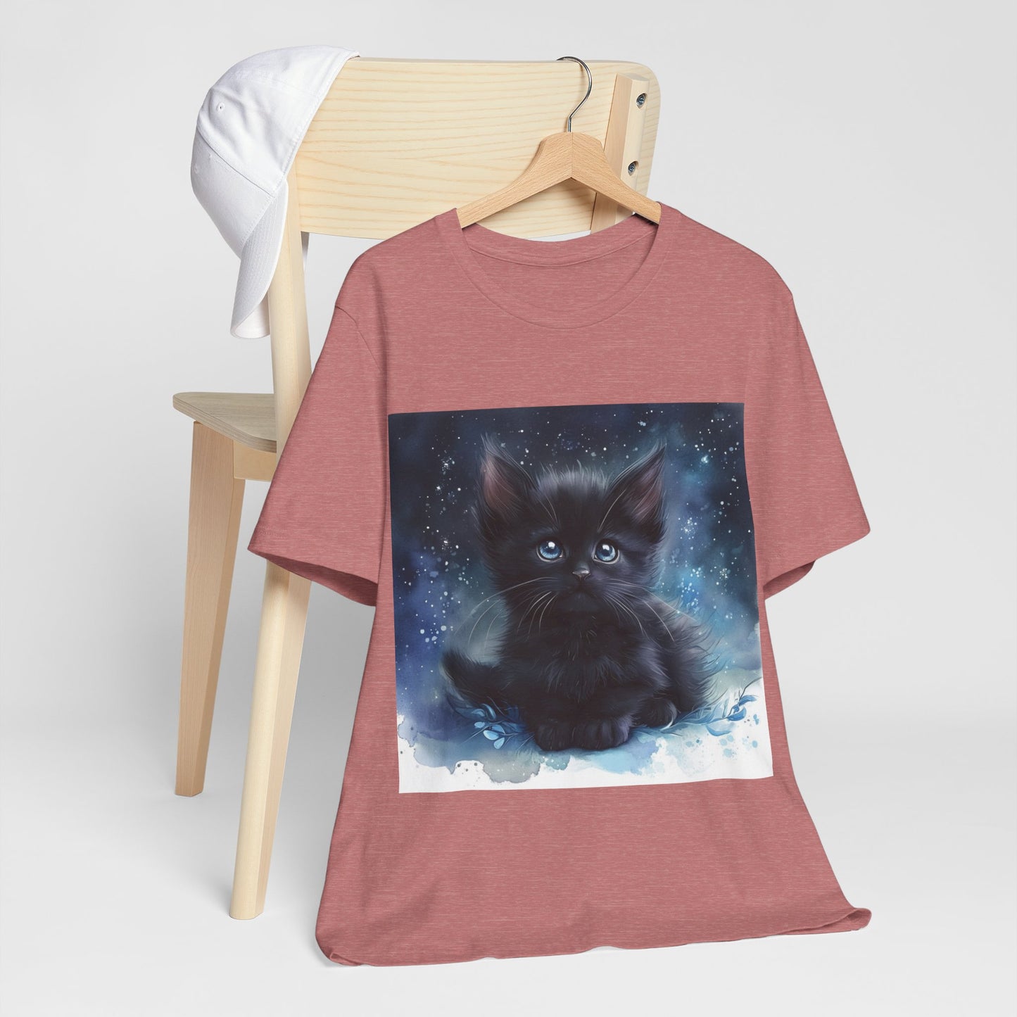 Starry Sky Black Kitten Unisex Jersey Short Sleeve Tee