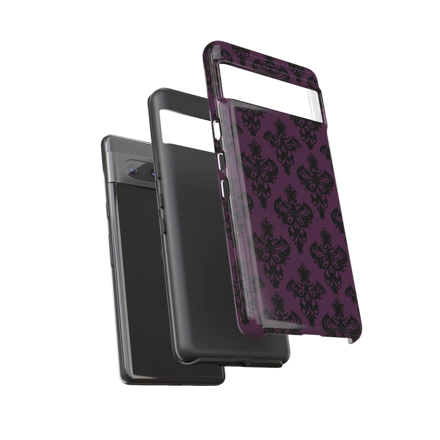 Purple and Black Victorian Damask Pattern Tough Cases