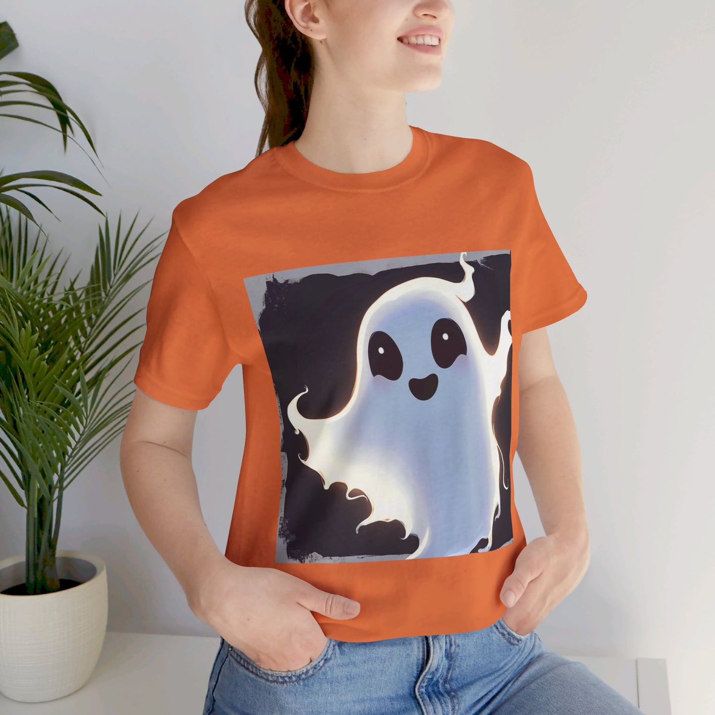 Cute Happy Ghost Unisex Jersey Short Sleeve Tee