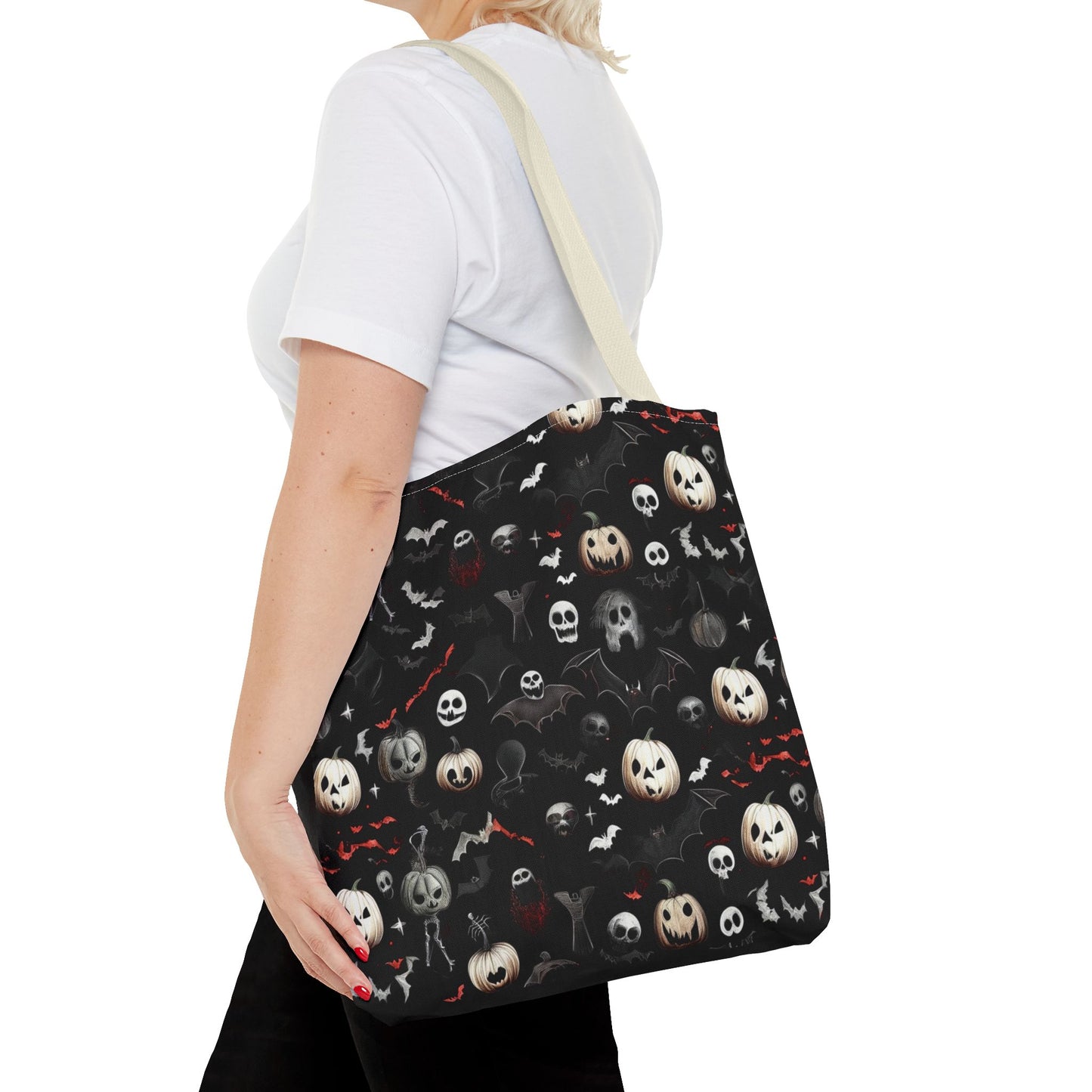 Creepy Halloween Pattern Tote Bag (AOP)