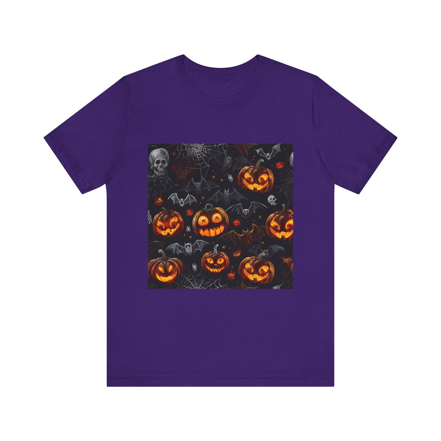 Spooky Pumpkin and Bats Pattern Unisex Jersey Short Sleeve Tee