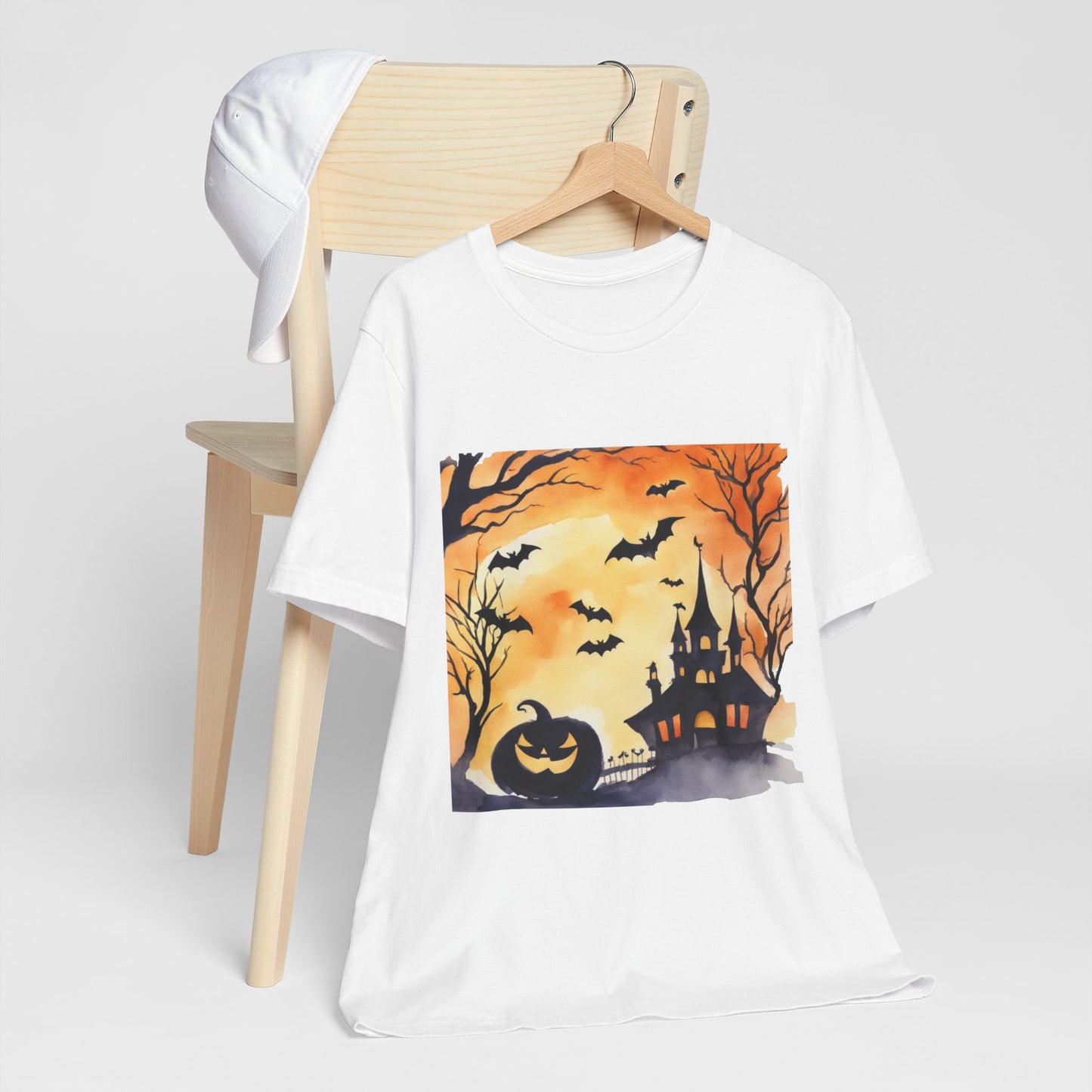 Halloween Haunted House Unisex Jersey Short Sleeve Tee