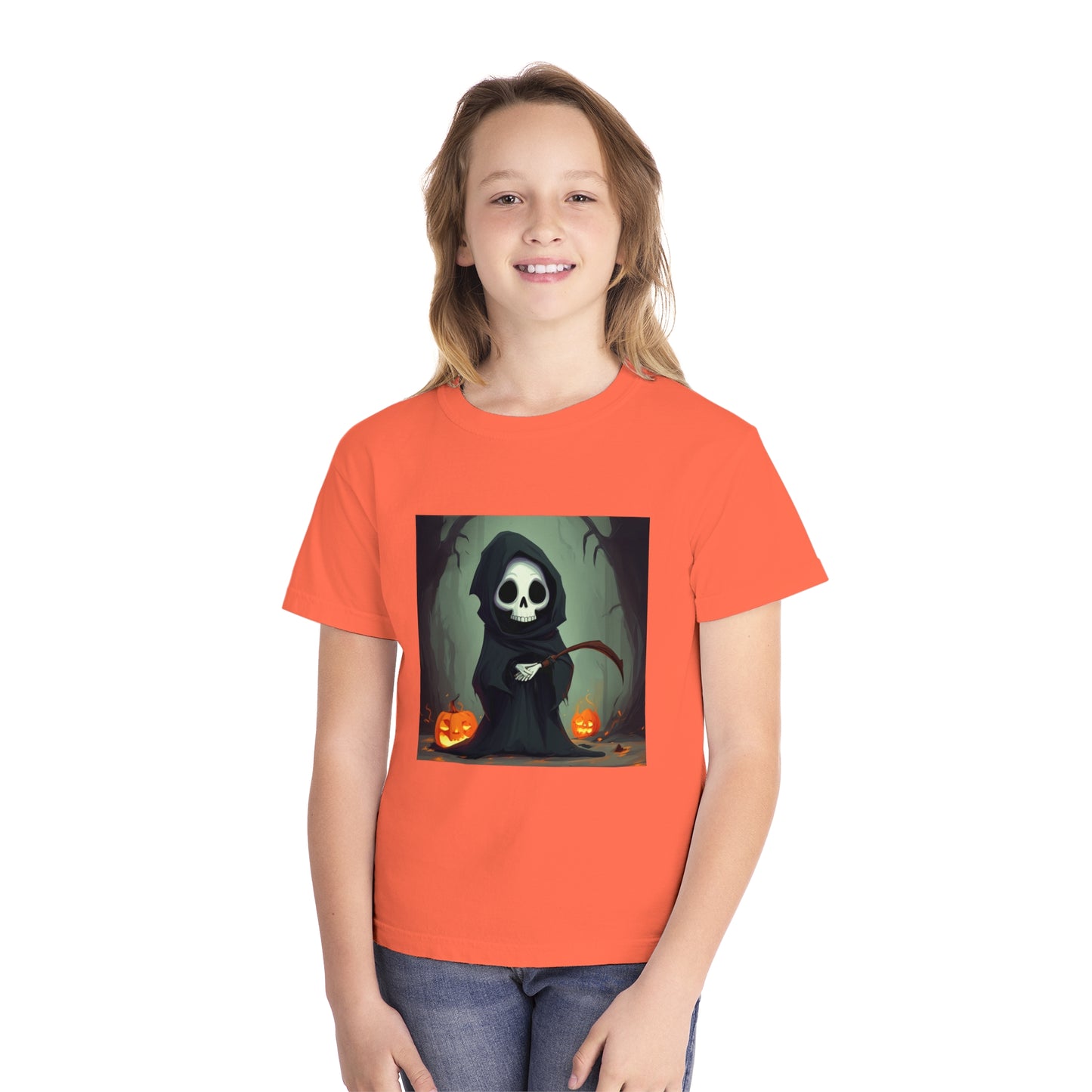 Spooky Forest Grim Reaper Youth Midweight Tee