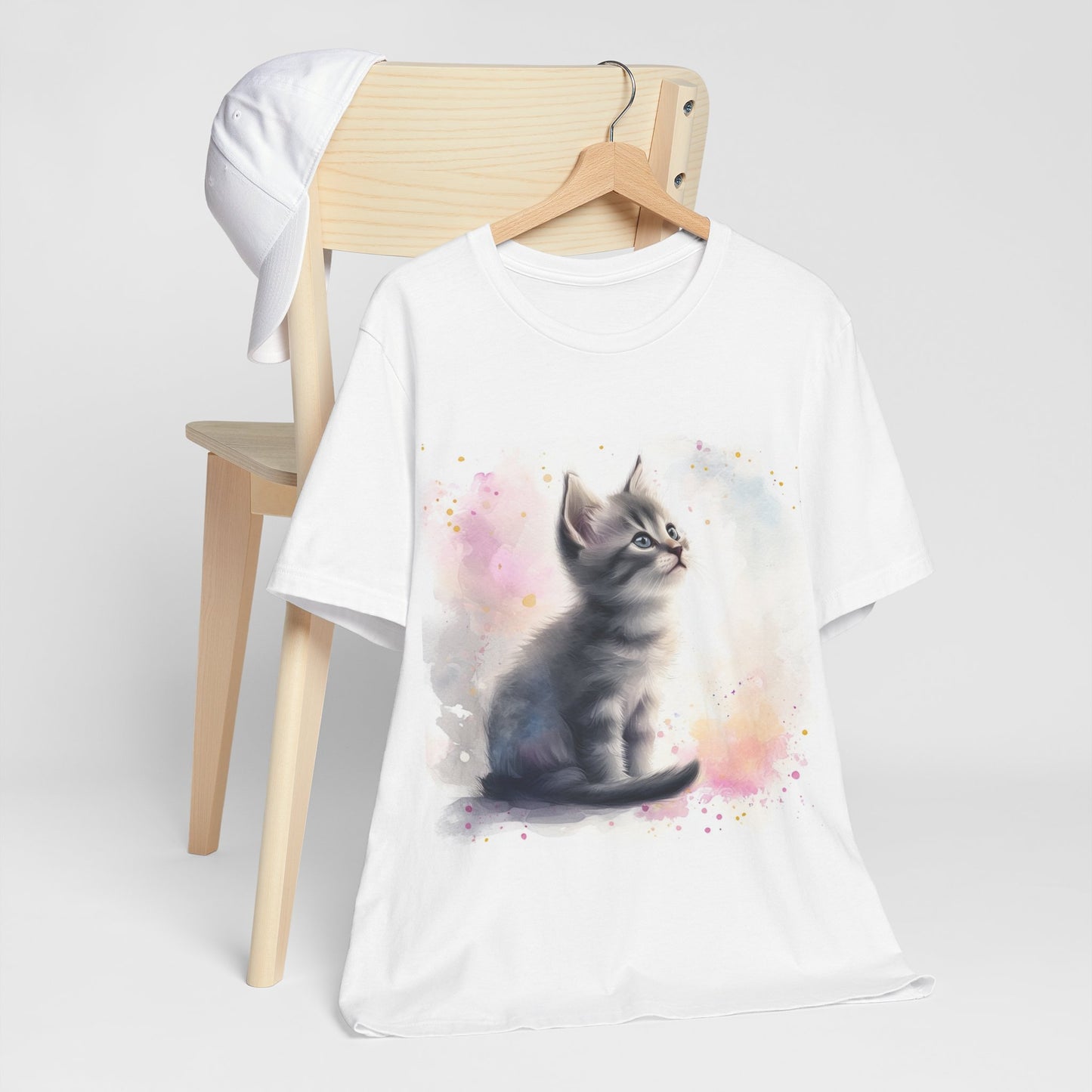 Watercolor Gray Kitten Unisex Jersey Short Sleeve Tee