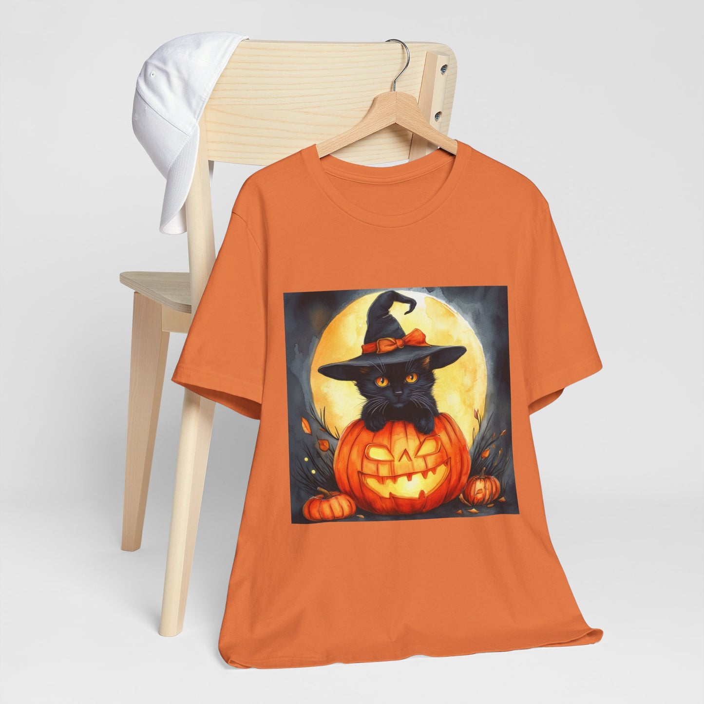 Cat inside Jack o' Lantern Unisex Jersey Short Sleeve Tee