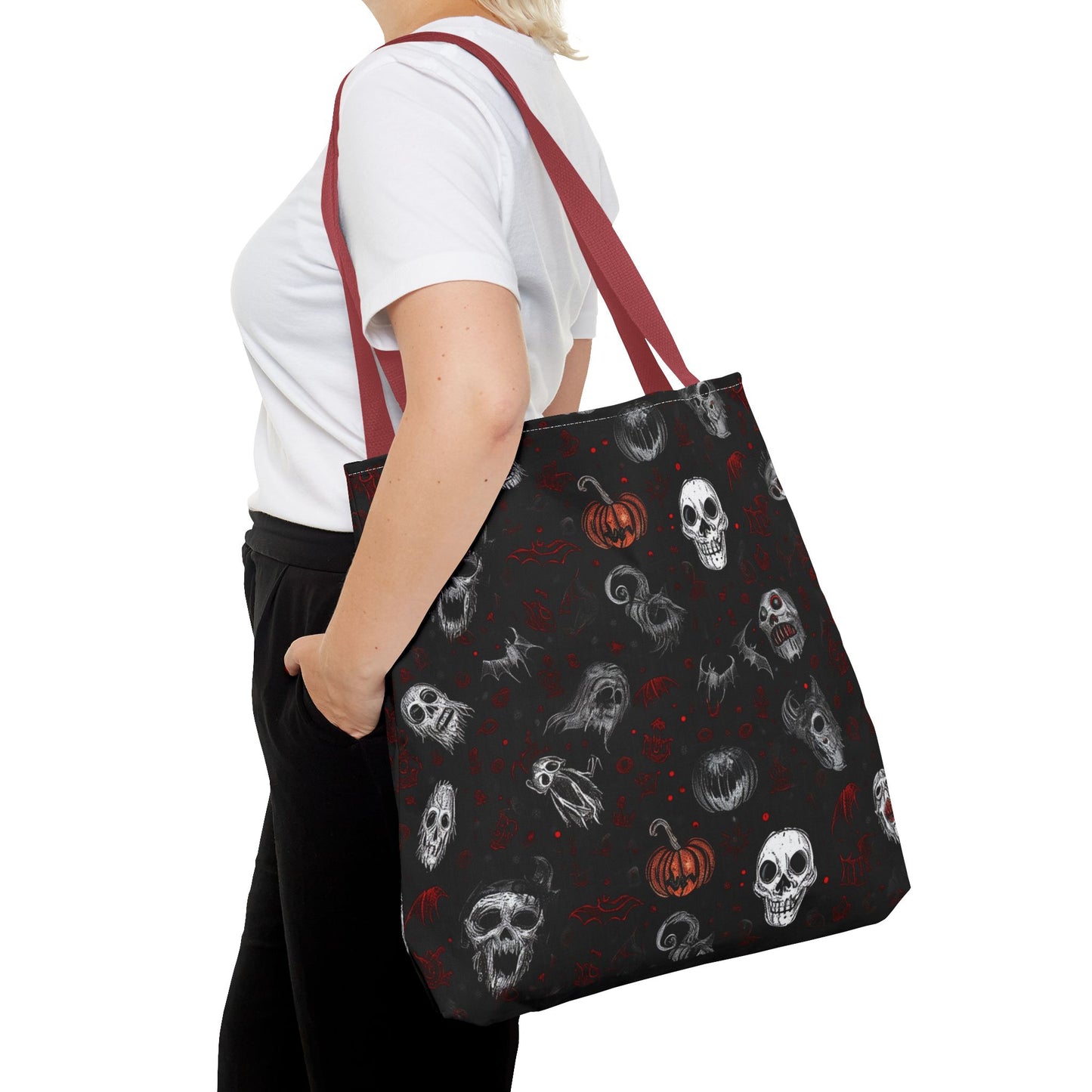 Scary Halloween Pattern Tote Bag (AOP)