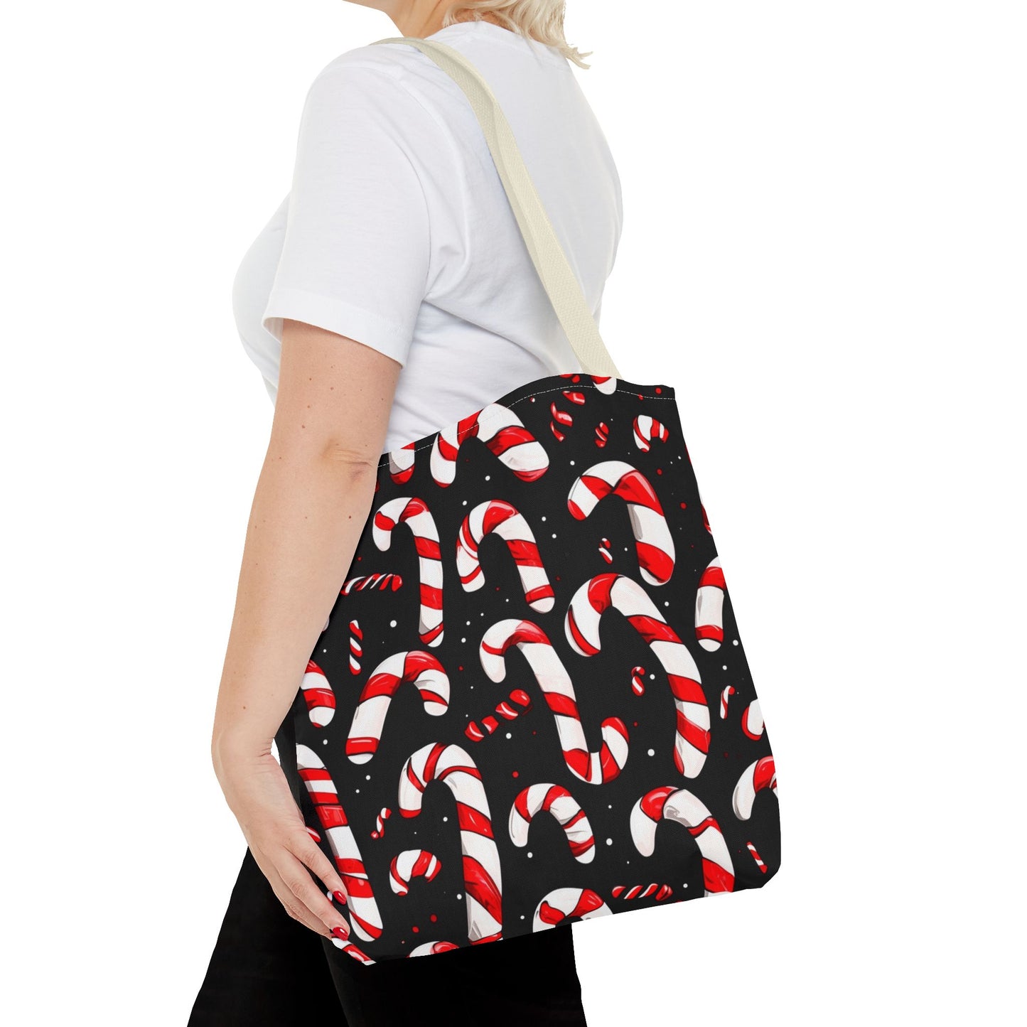 Cartoon Candy Canes Tote Bag (AOP)