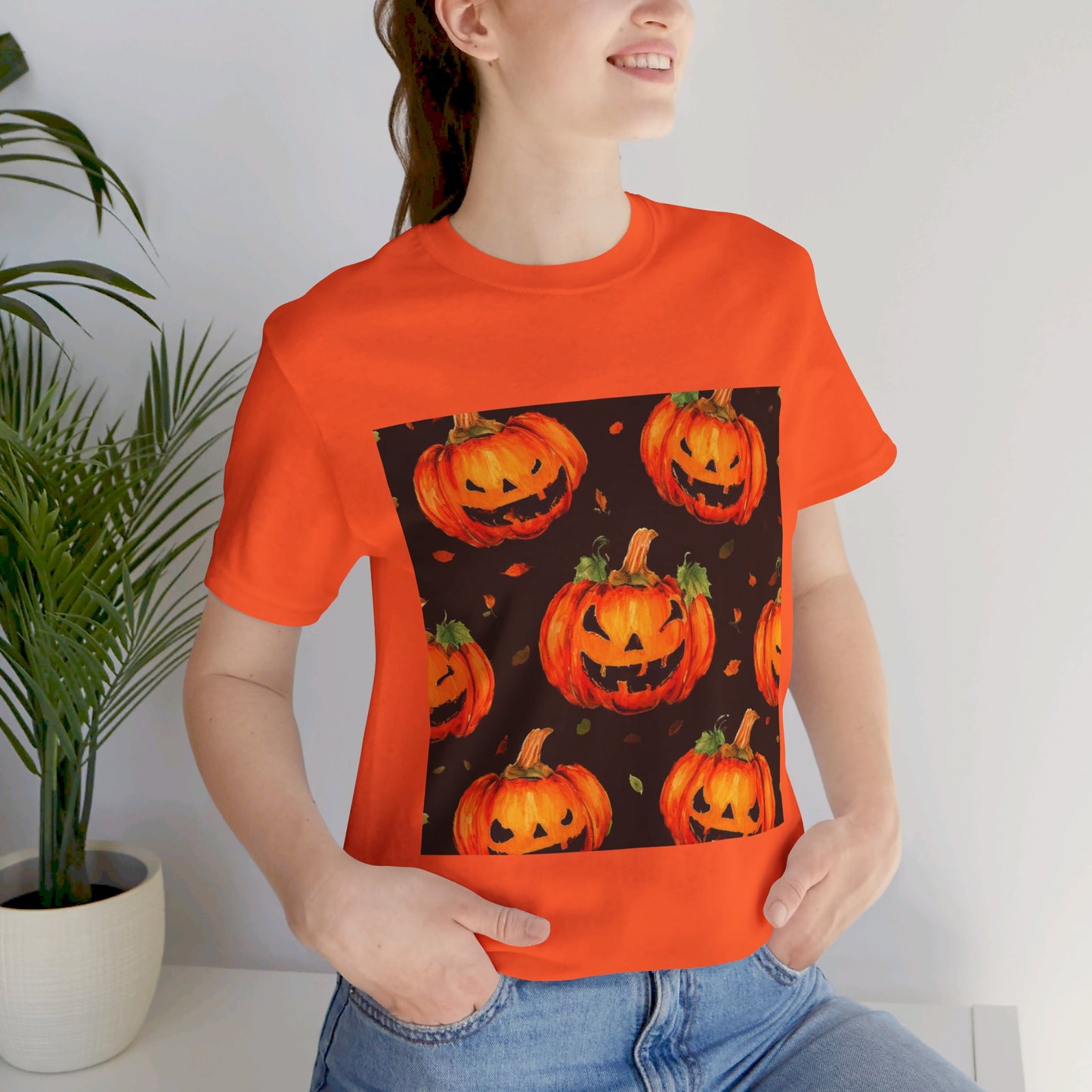 Happy Pumpkin Pattern Unisex Jersey Short Sleeve Tee