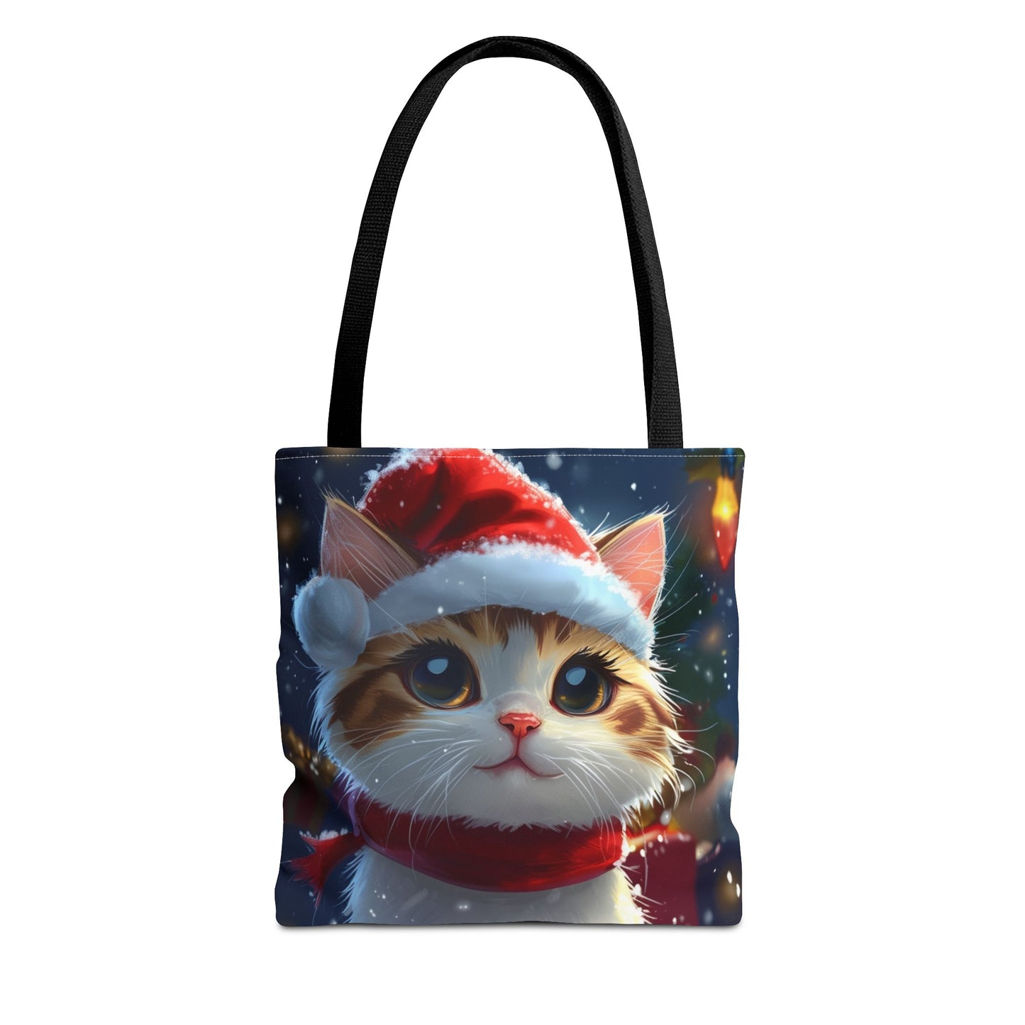 Cute Santa Hat Kitty Tote Bag (AOP)