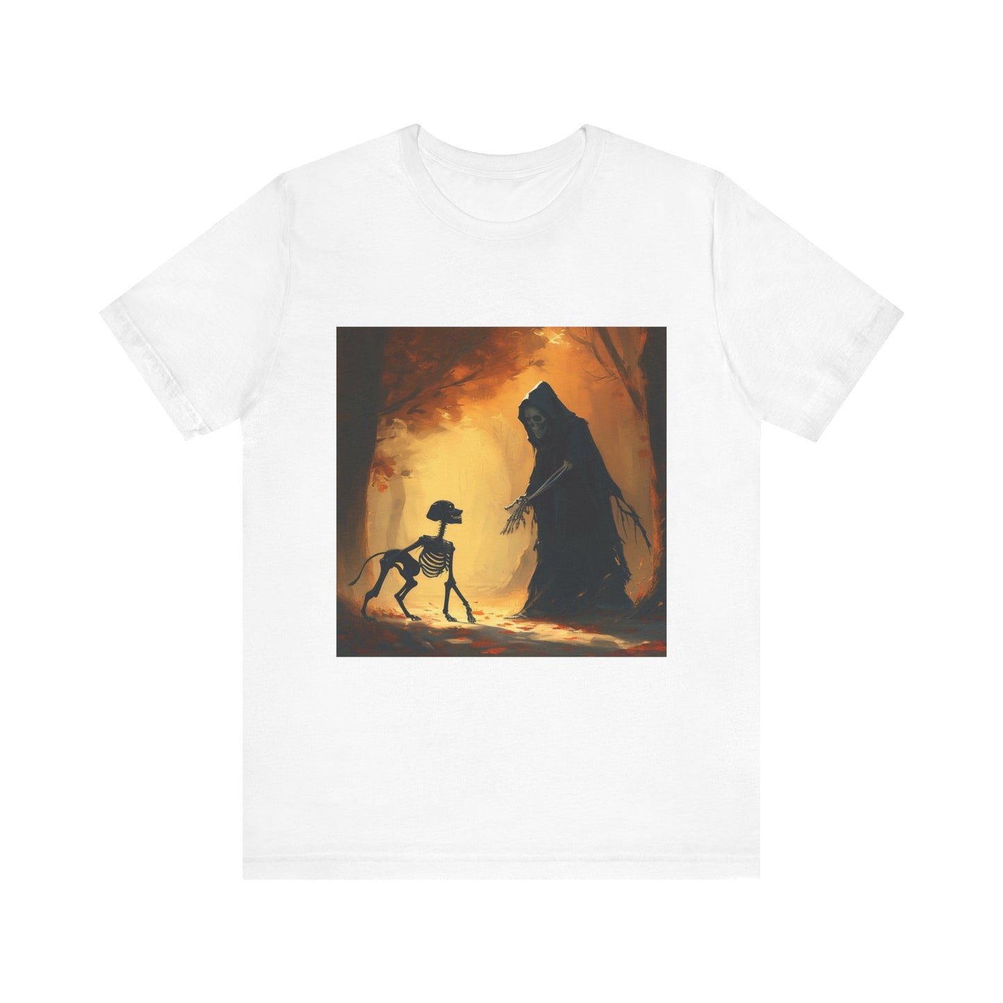 Grim Reaper Playing Fetch Unisex Jersey Short Sleeve Tee