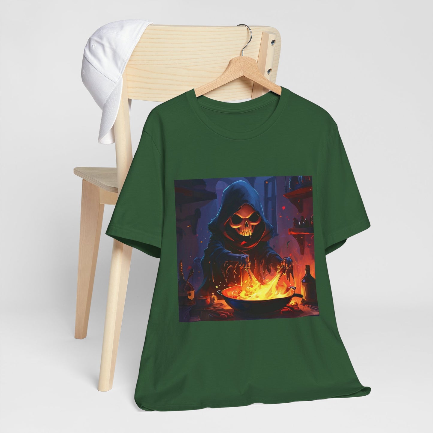 Dark Grim Reaper Cooking Unisex Jersey Short Sleeve Tee