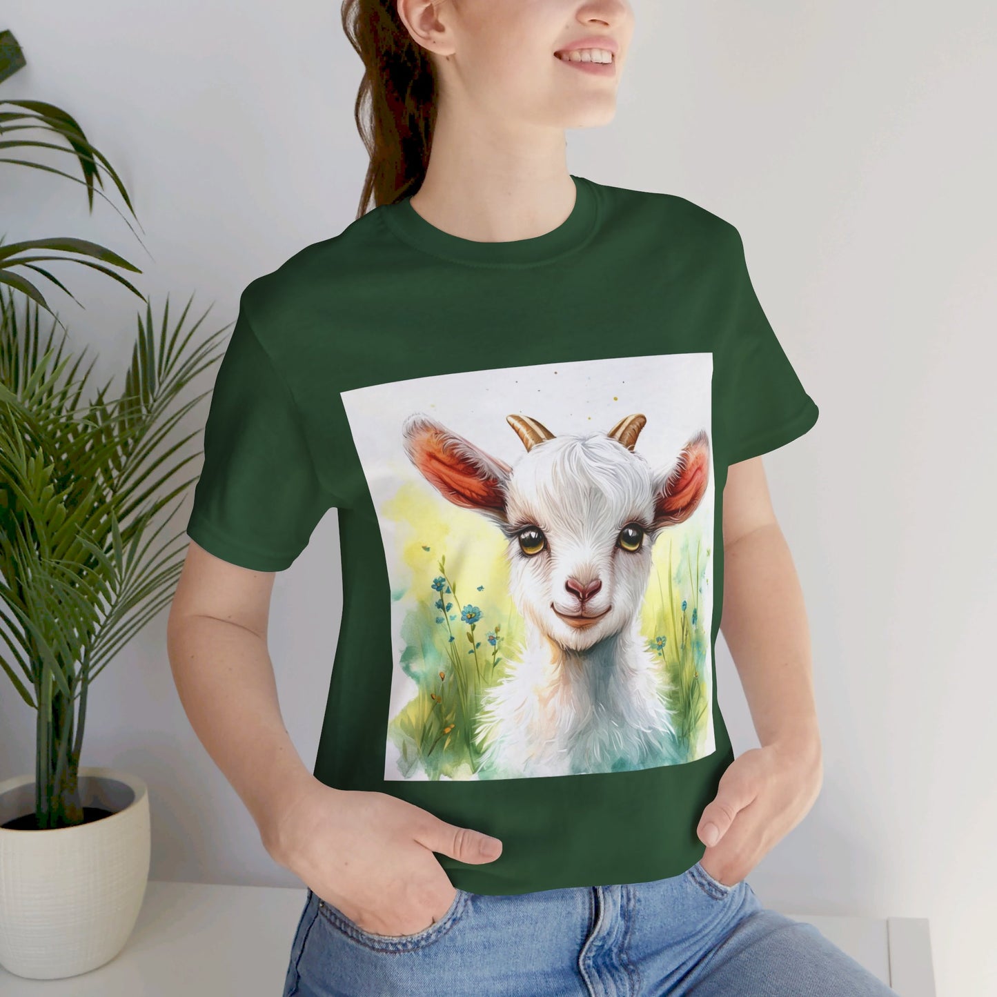 Cute Cartoon Goat Unisex Jersey Short Sleeve Tee