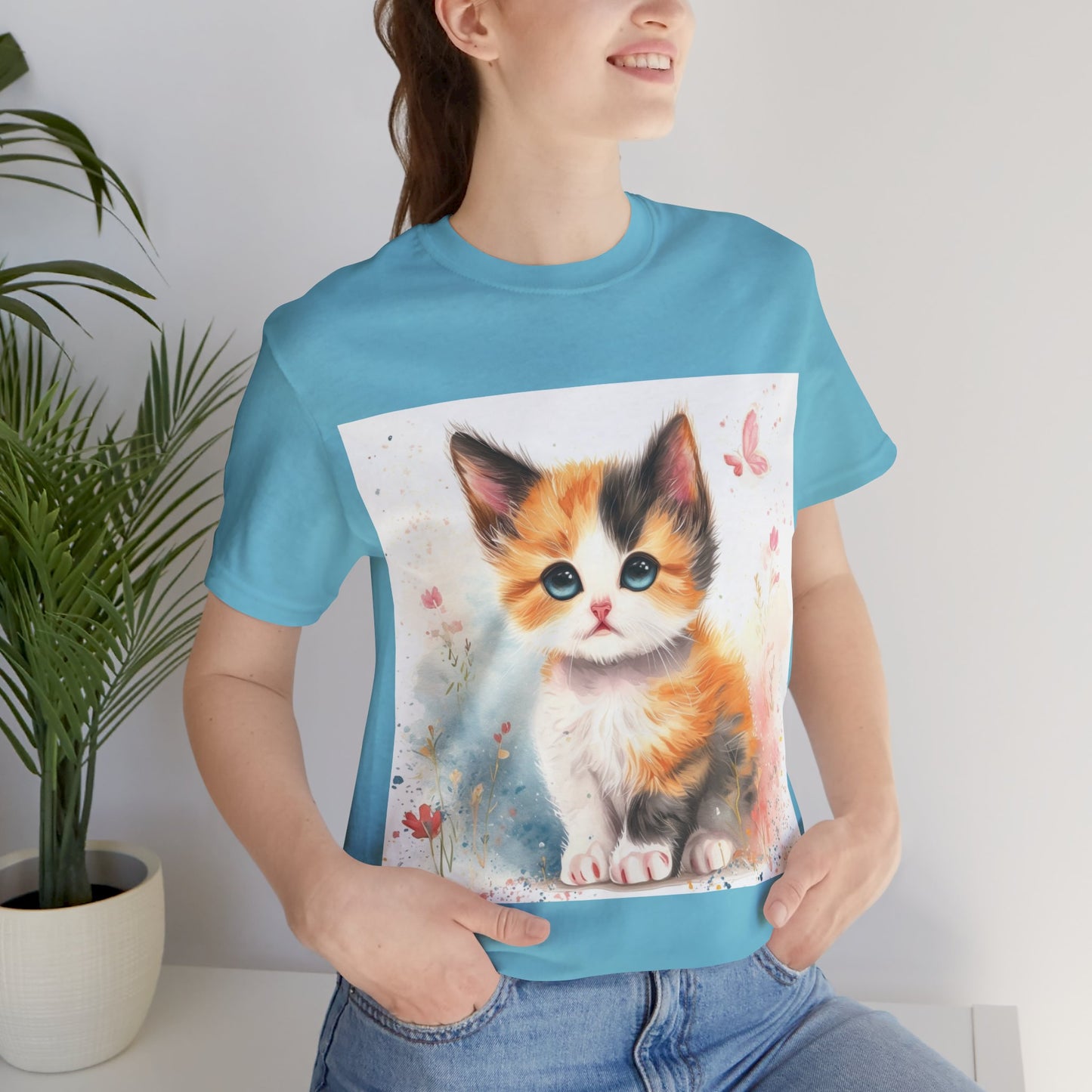 Butterfly Calico Kitten Unisex Jersey Short Sleeve Tee