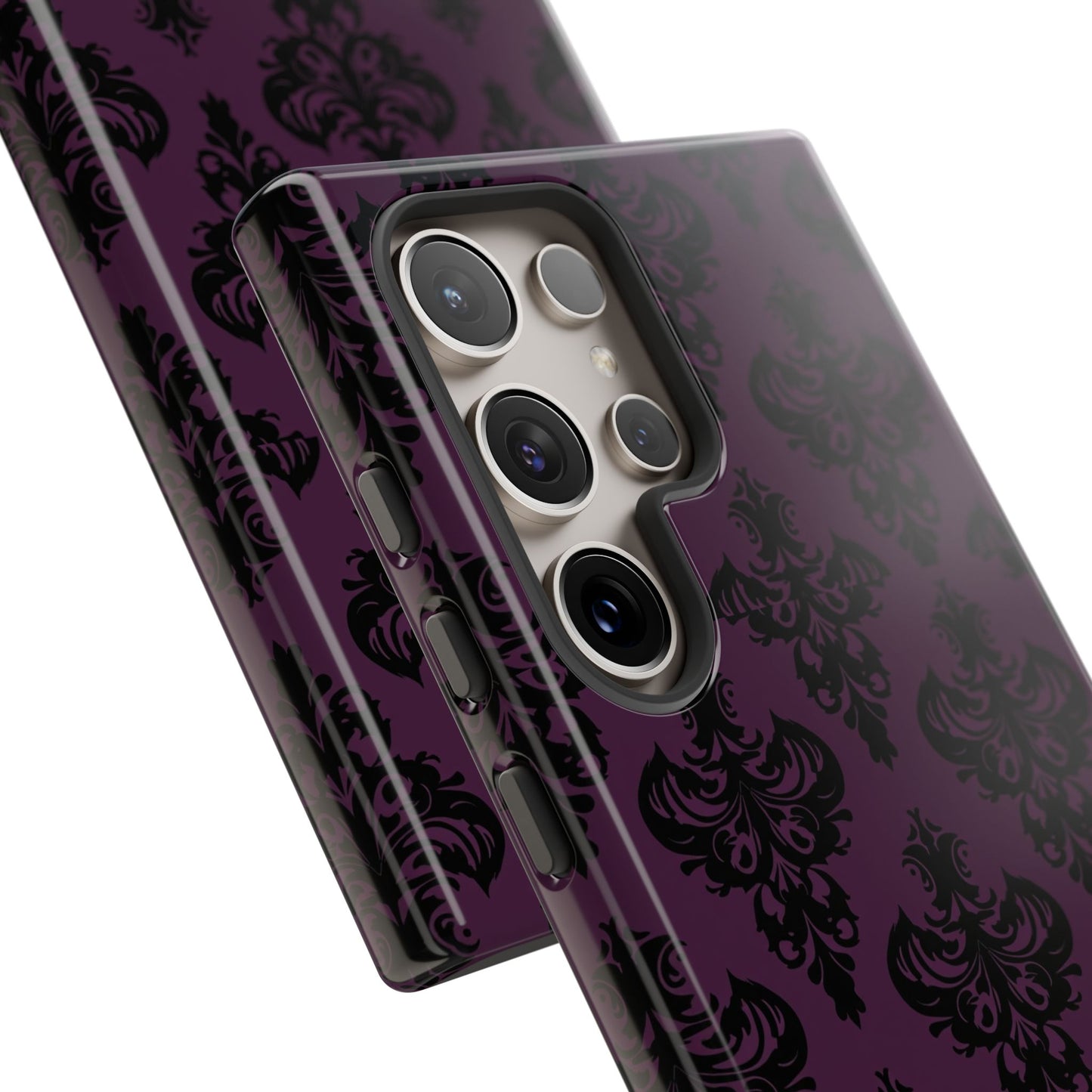 Purple and Black Victorian Damask Pattern Tough Cases